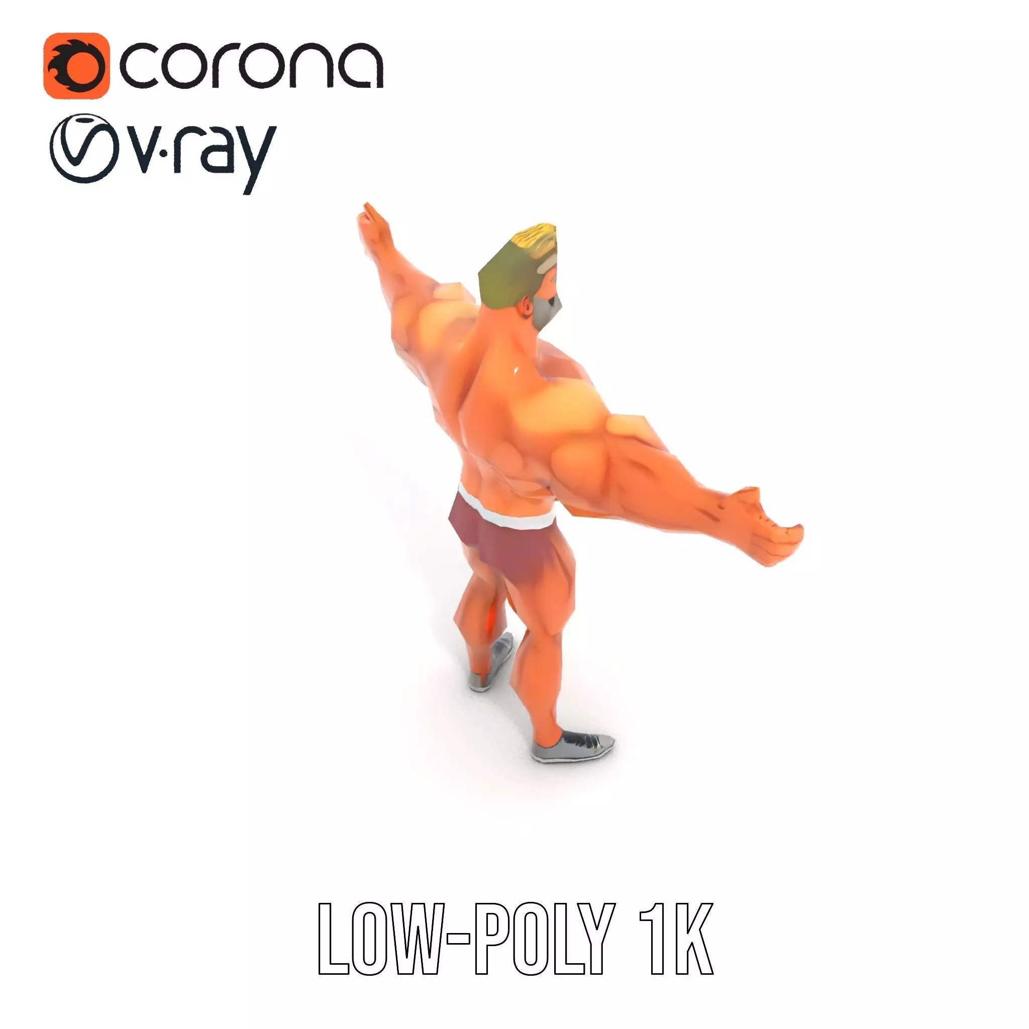 Muscular Character Hero model pack Low-poly 3D model_7