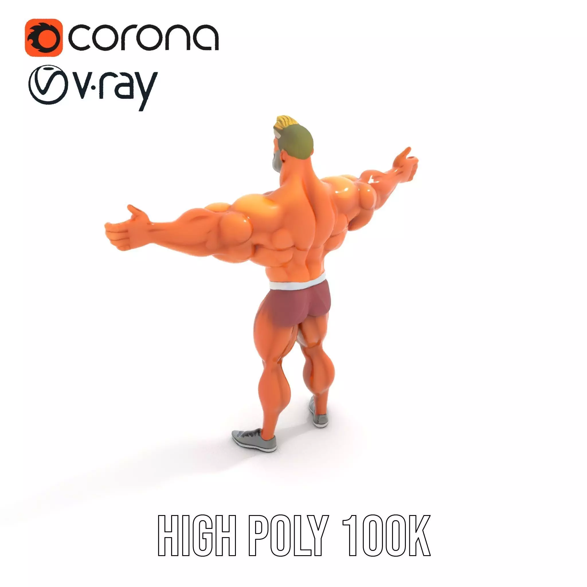 Muscular Character Hero model pack Low-poly 3D model_18