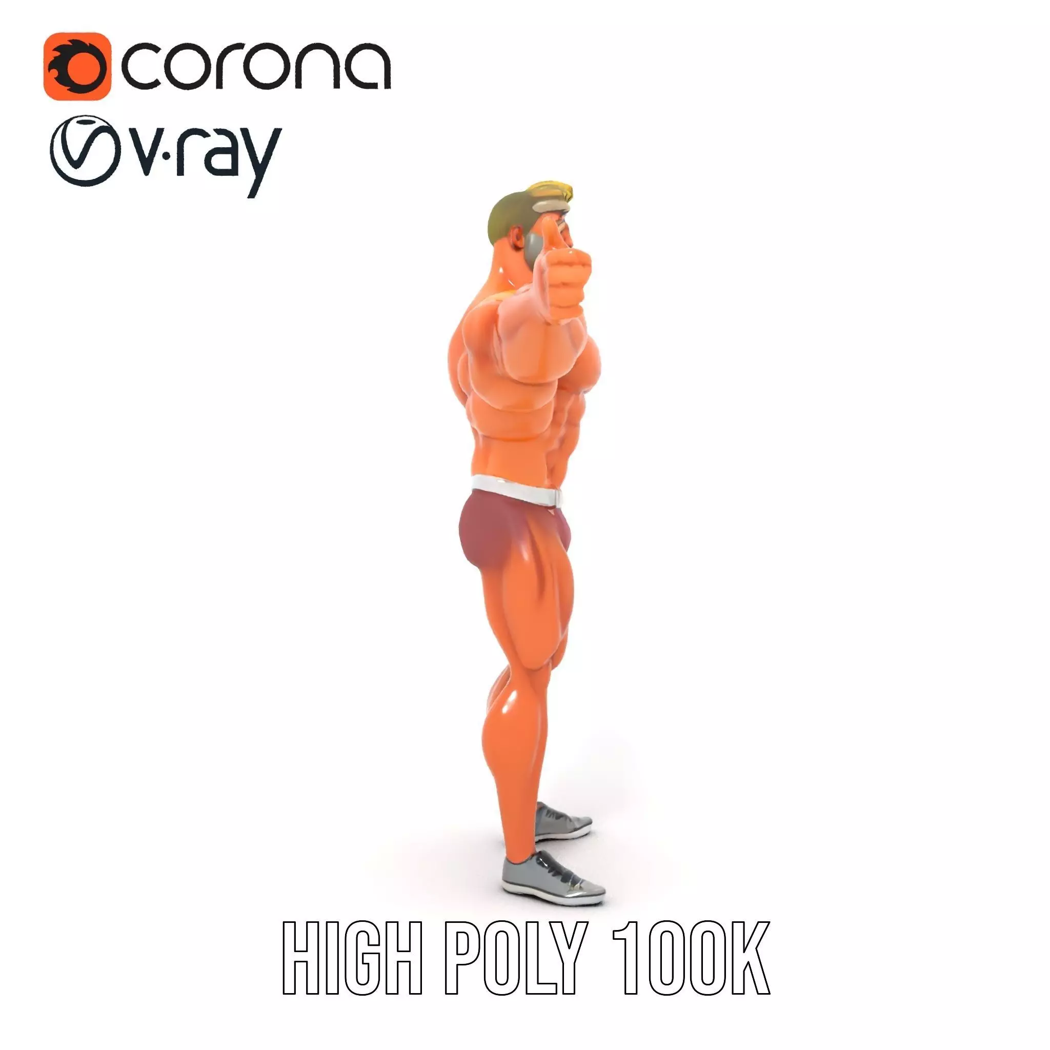 Muscular Character Hero model pack Low-poly 3D model_23