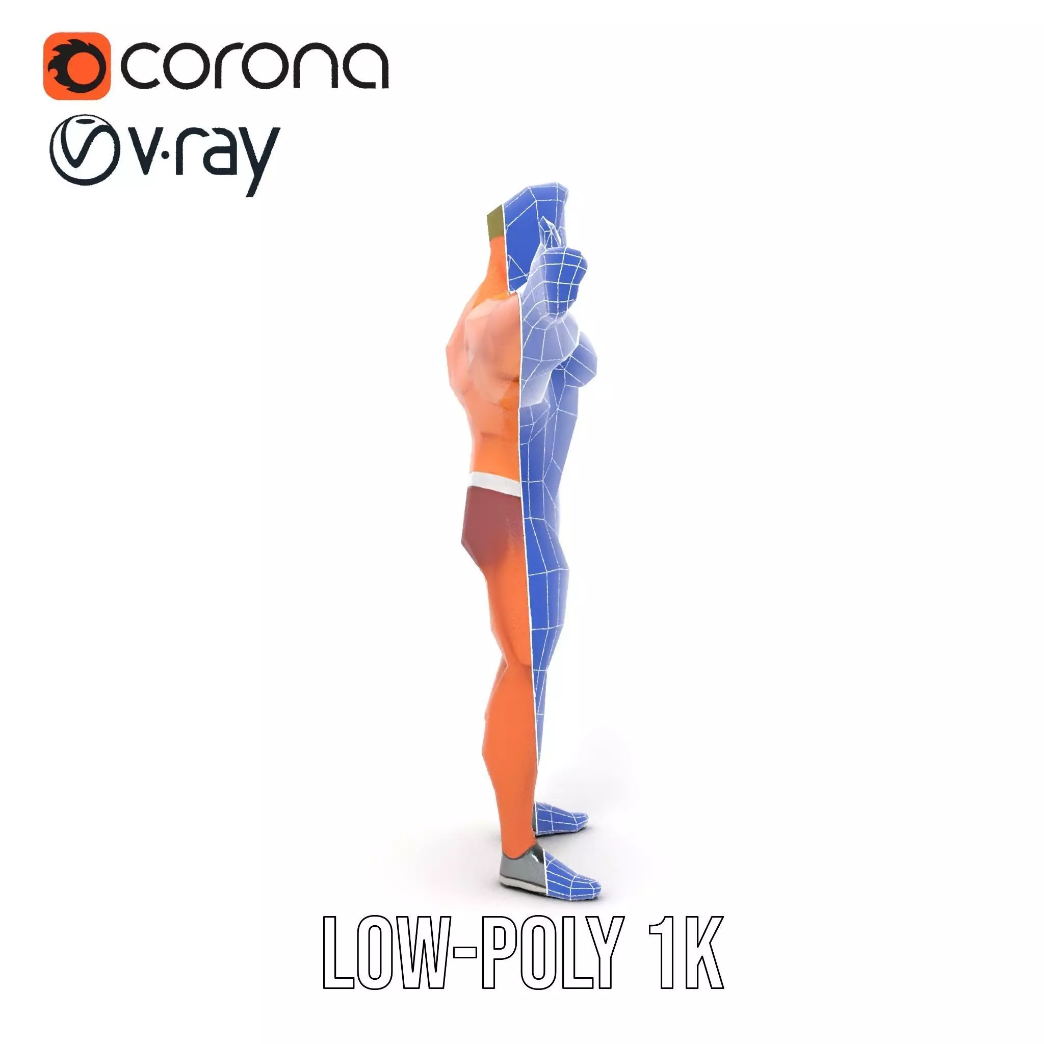 Muscular Character Hero model pack Low-poly 3D model_30