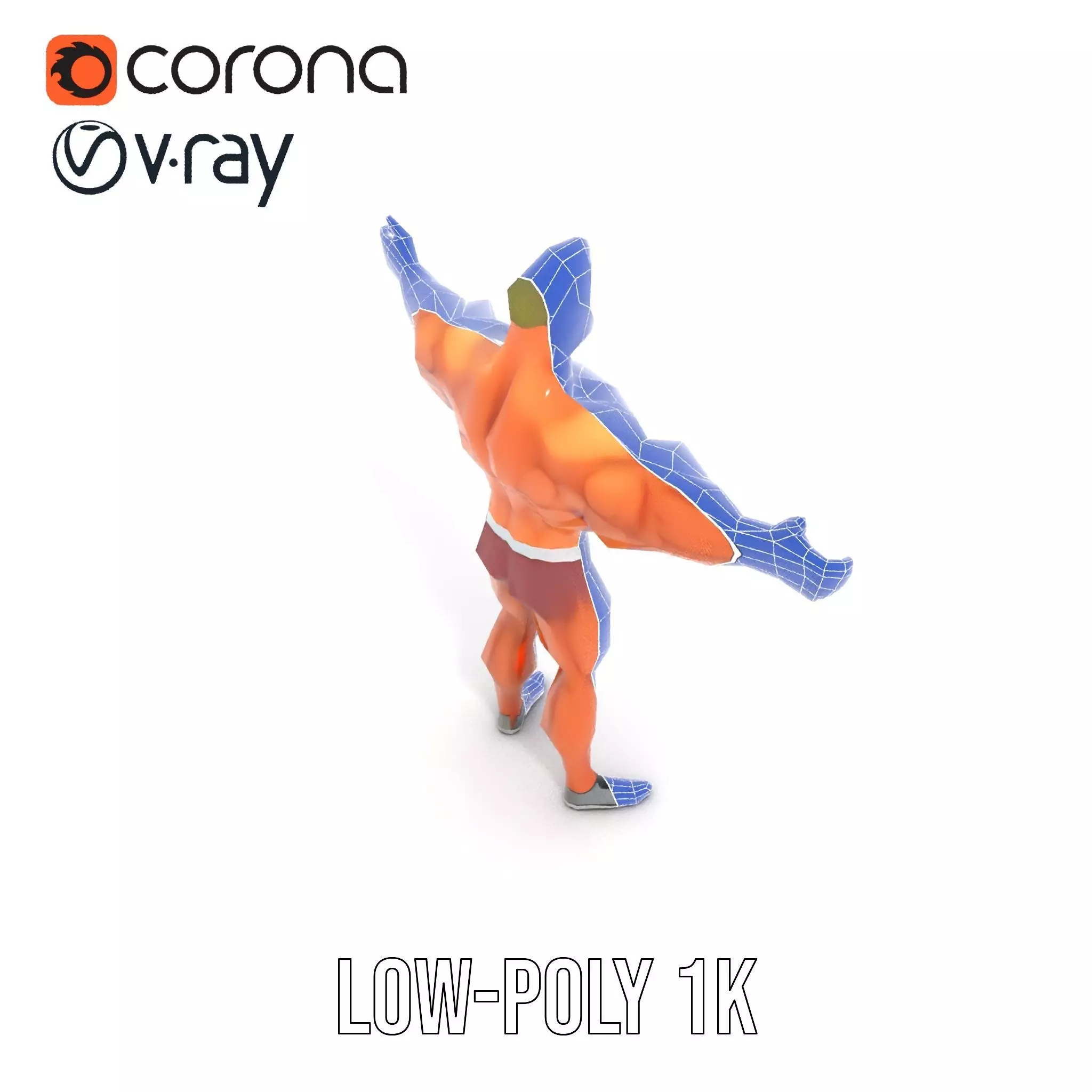 Muscular Character Hero model pack Low-poly 3D model_20