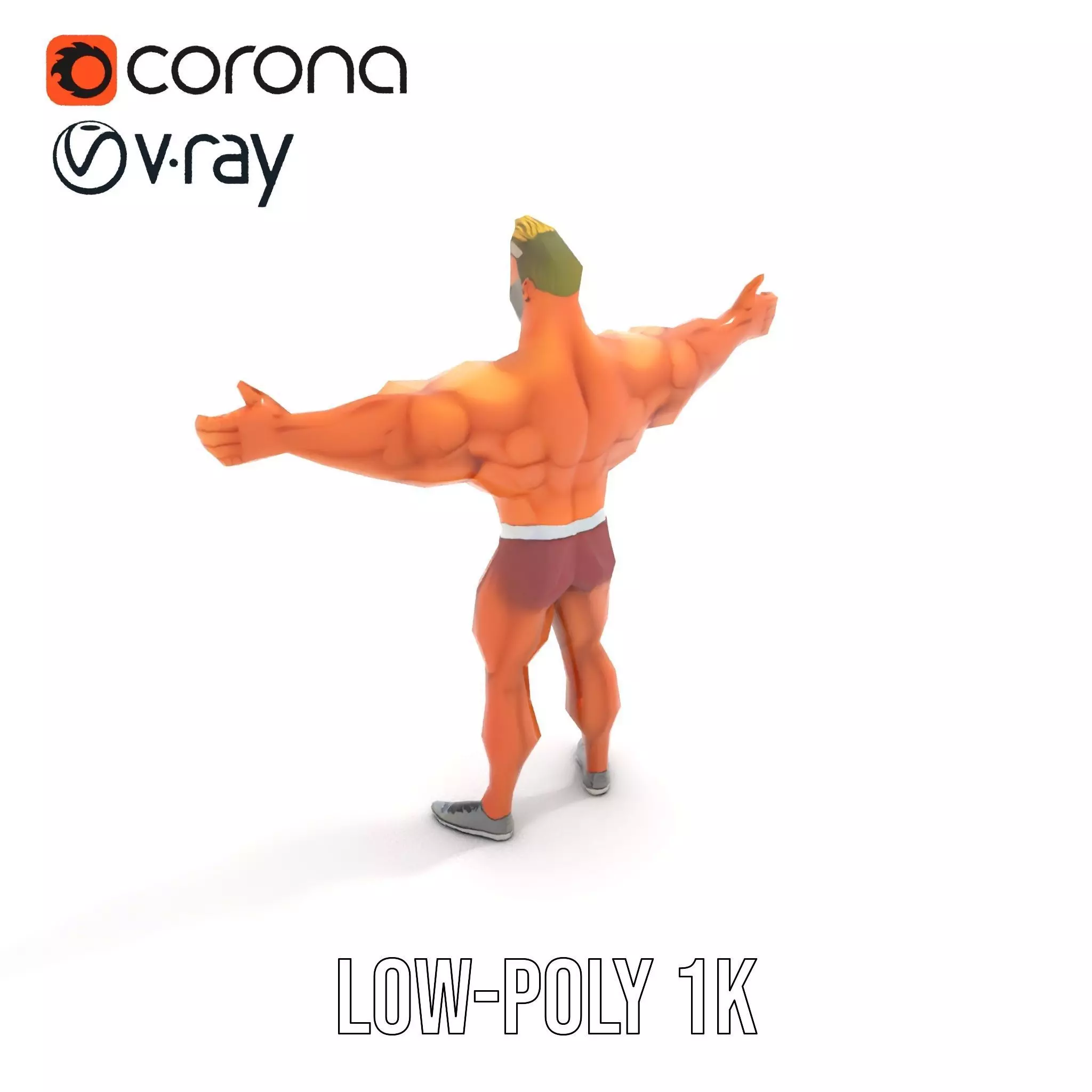 Muscular Character Hero model pack Low-poly 3D model_9