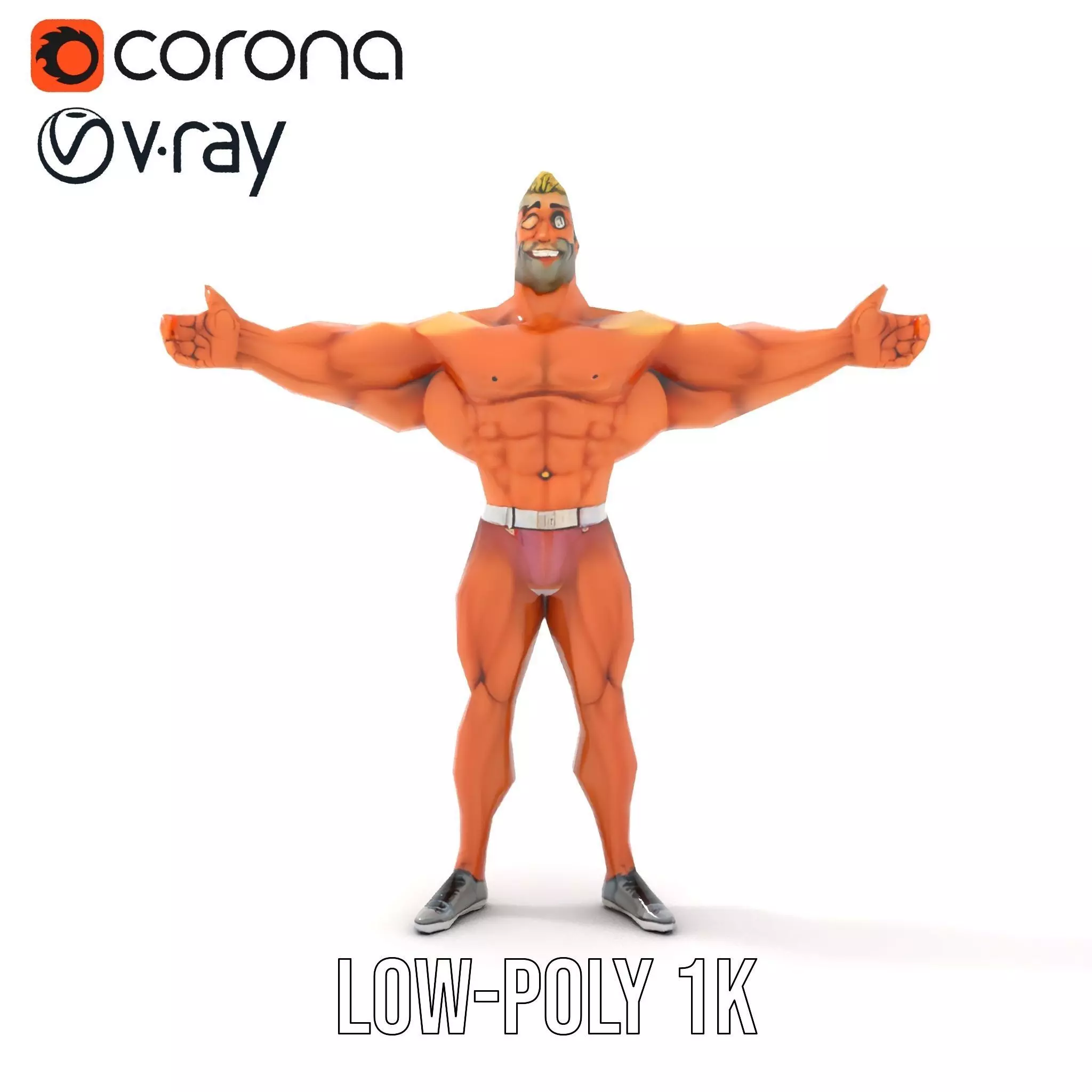 Muscular Character Hero model pack Low-poly 3D model_17