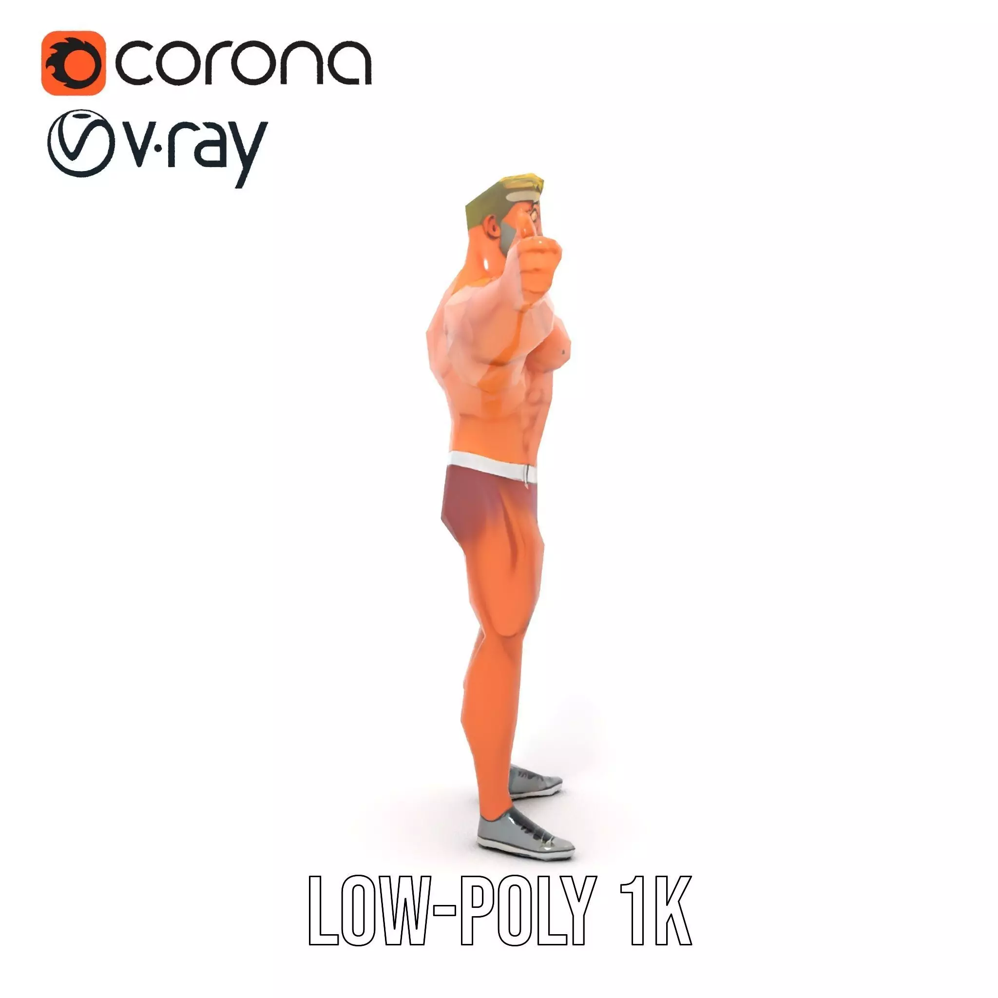 Muscular Character Hero model pack Low-poly 3D model_14