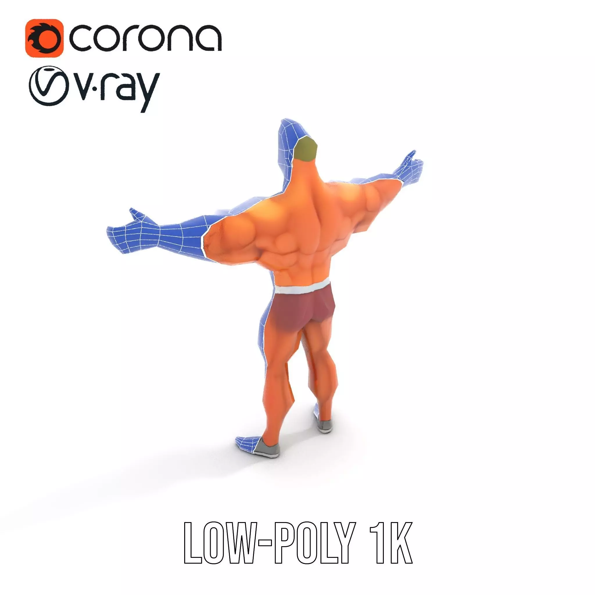 Muscular Character Hero model pack Low-poly 3D model_22