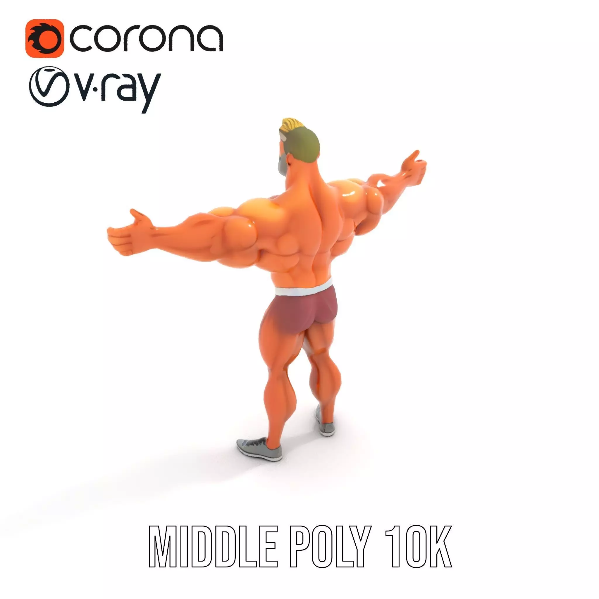 Muscular Character Hero model pack Low-poly 3D model_11