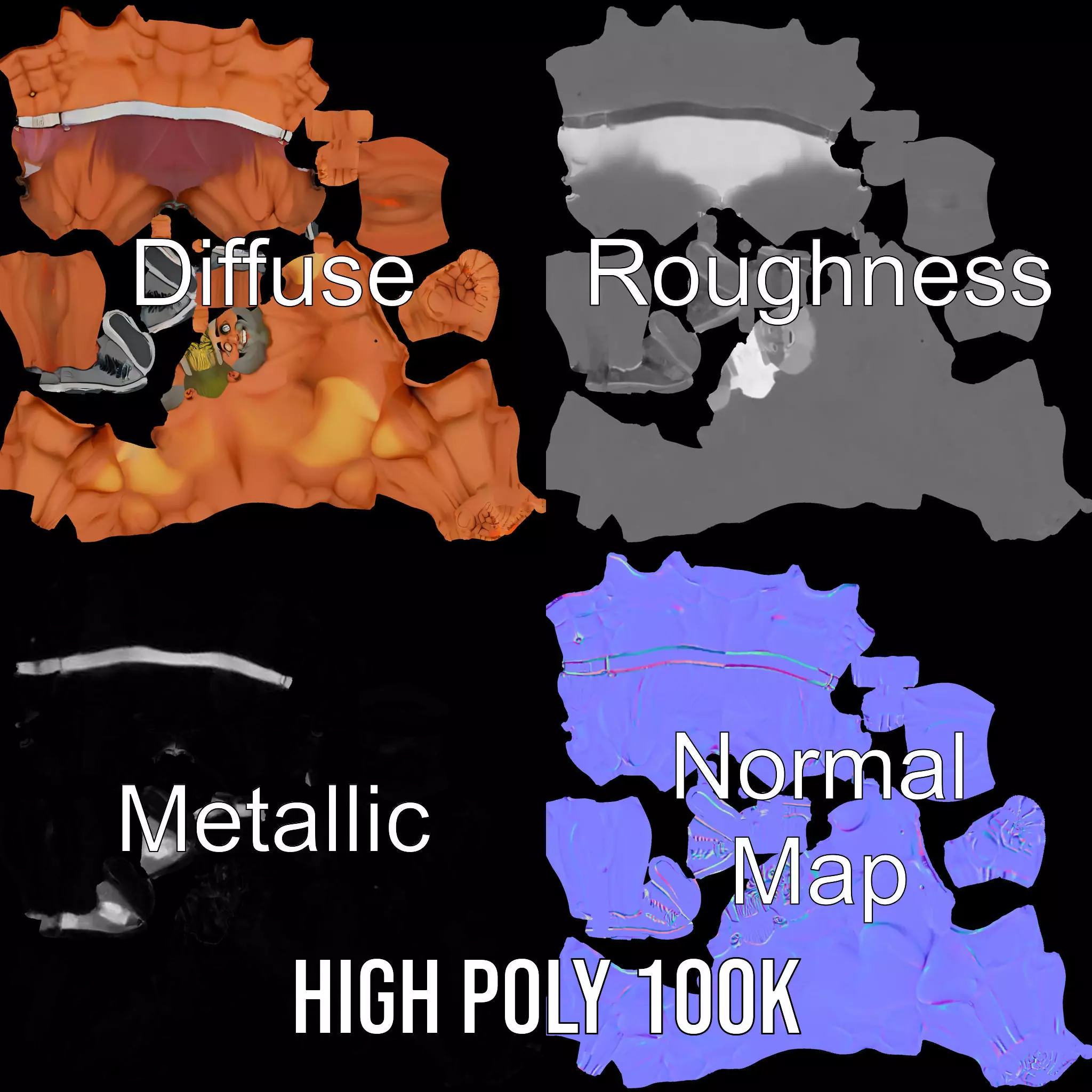 Muscular Character Hero model pack Low-poly 3D model_3