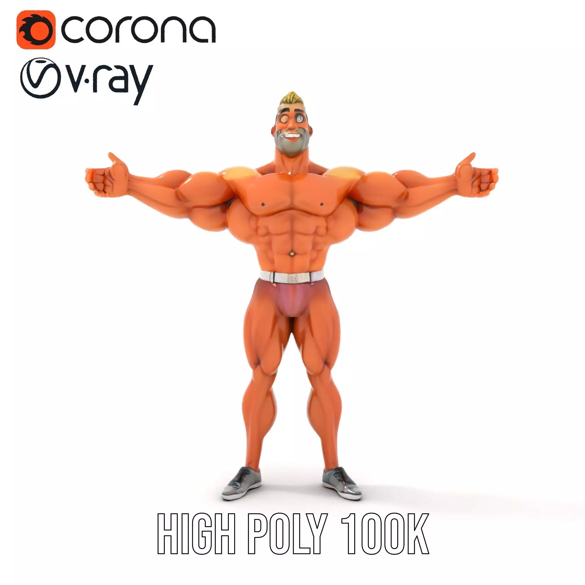 Muscular Character Hero model pack Low-poly 3D model_31