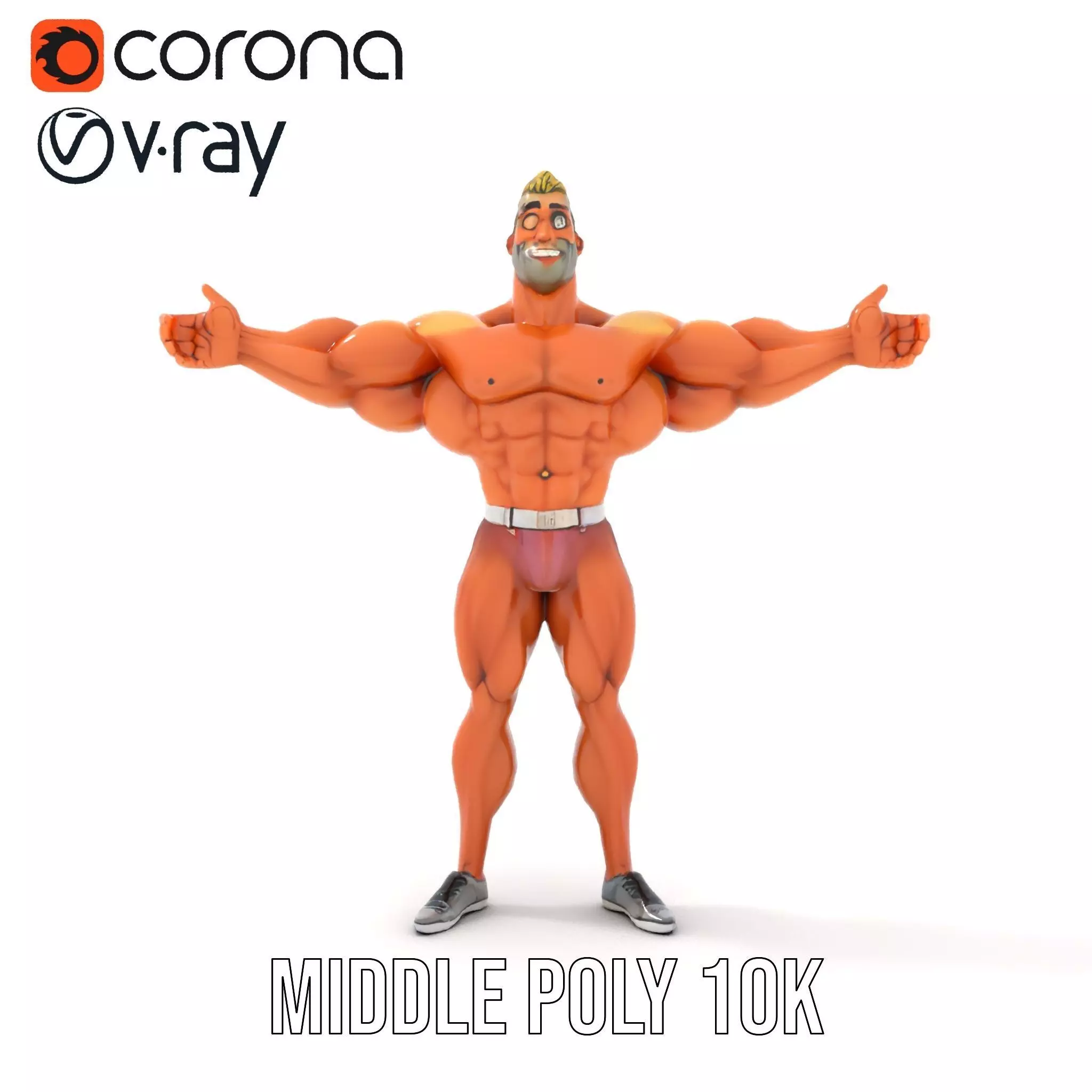 Muscular Character Hero model pack Low-poly 3D model_6