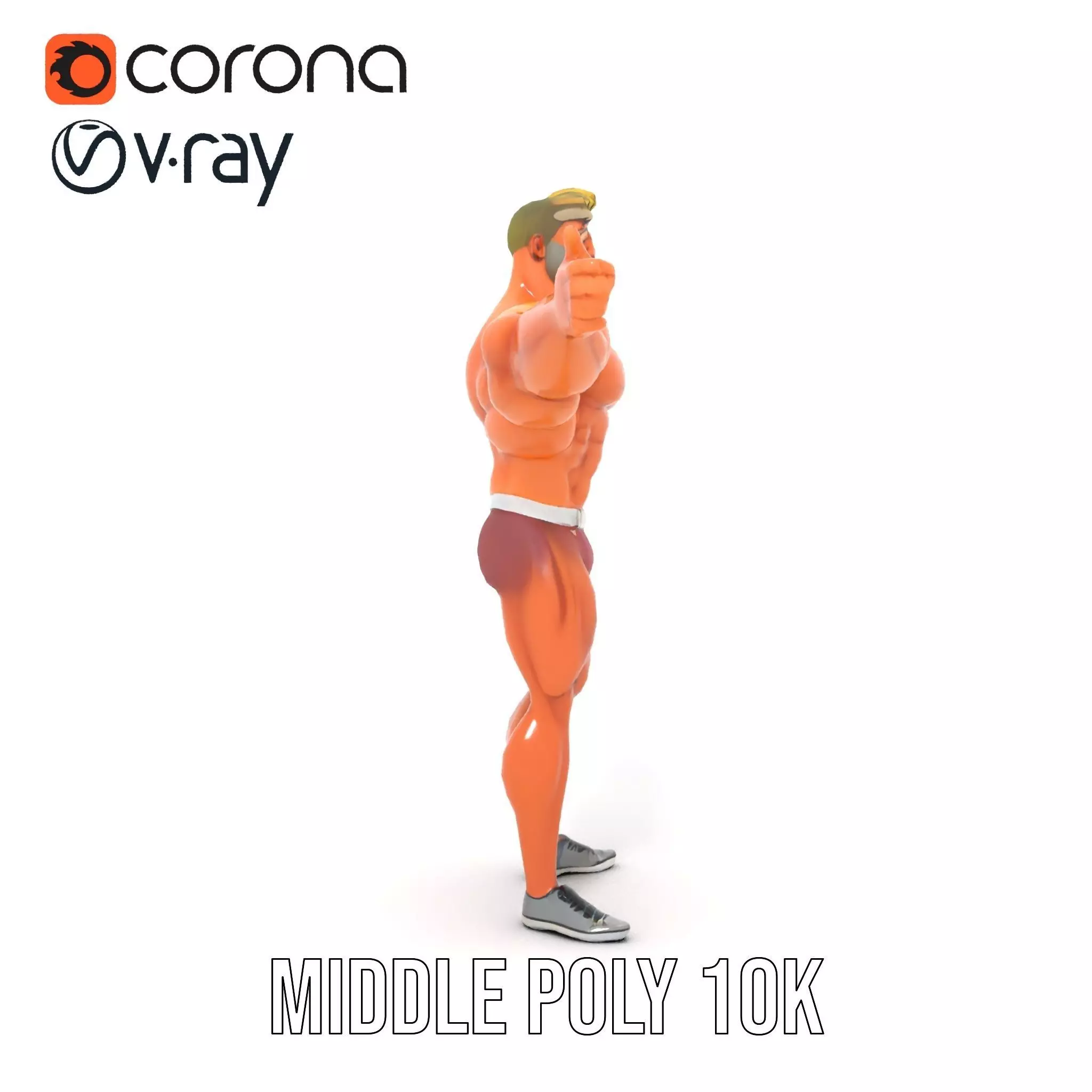 Muscular Character Hero model pack Low-poly 3D model_19