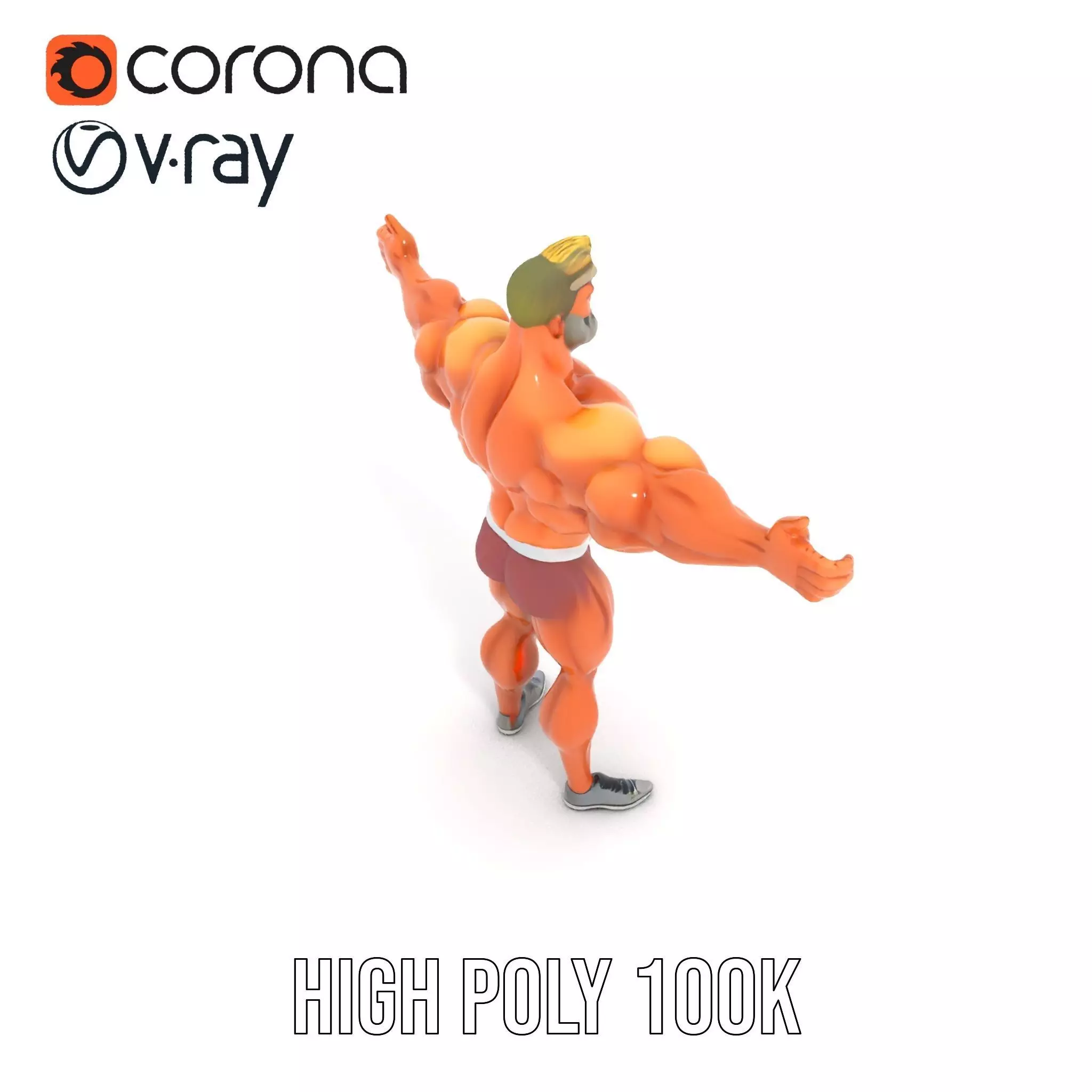 Muscular Character Hero model pack Low-poly 3D model_15