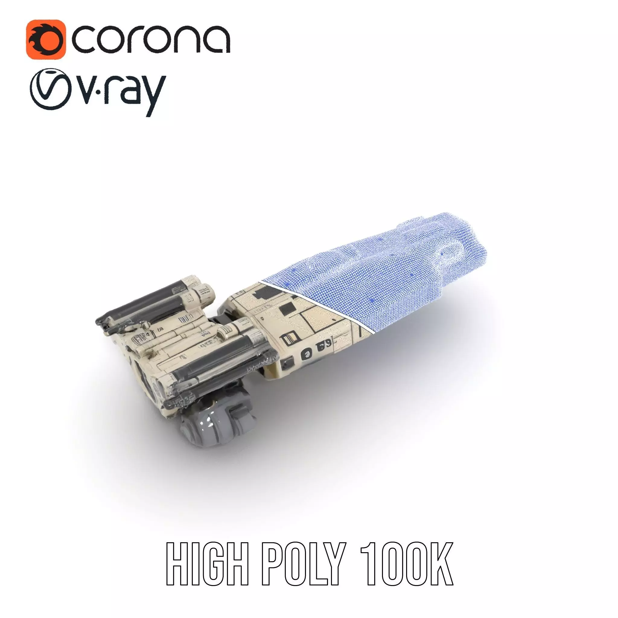 Futuristic White Cruiser model pack Low-poly 3D model_32