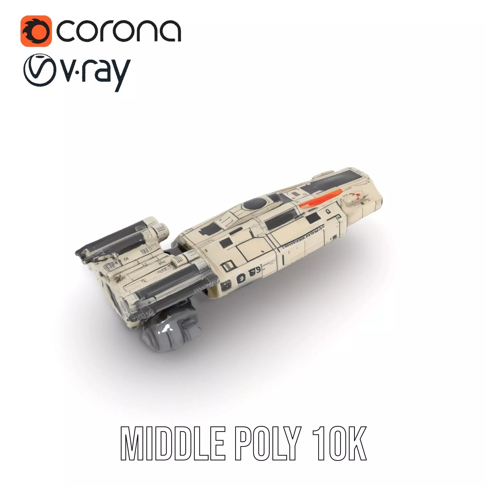 Futuristic White Cruiser model pack Low-poly 3D model_18