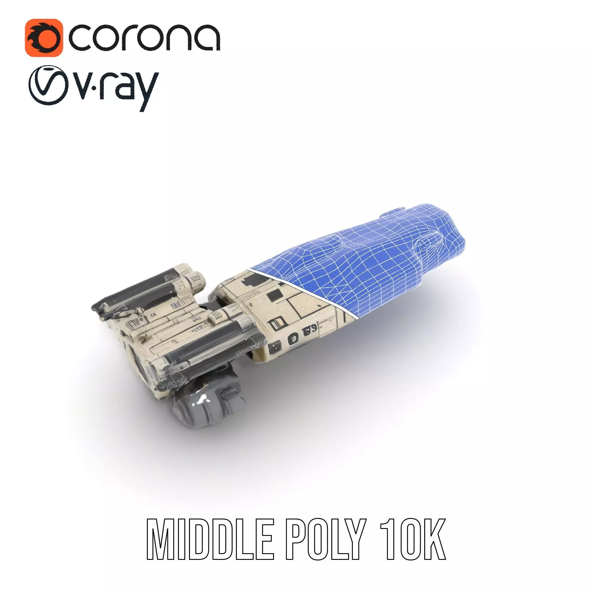 Futuristic White Cruiser model pack Low-poly 3D model_16