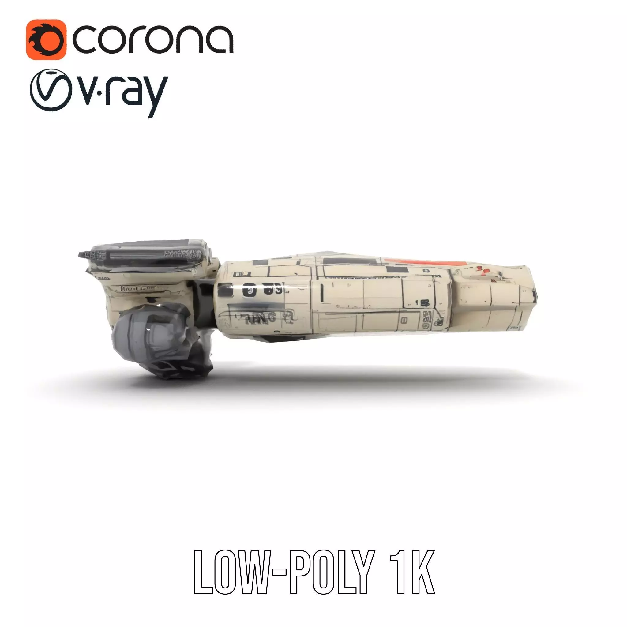 Futuristic White Cruiser model pack Low-poly 3D model_19