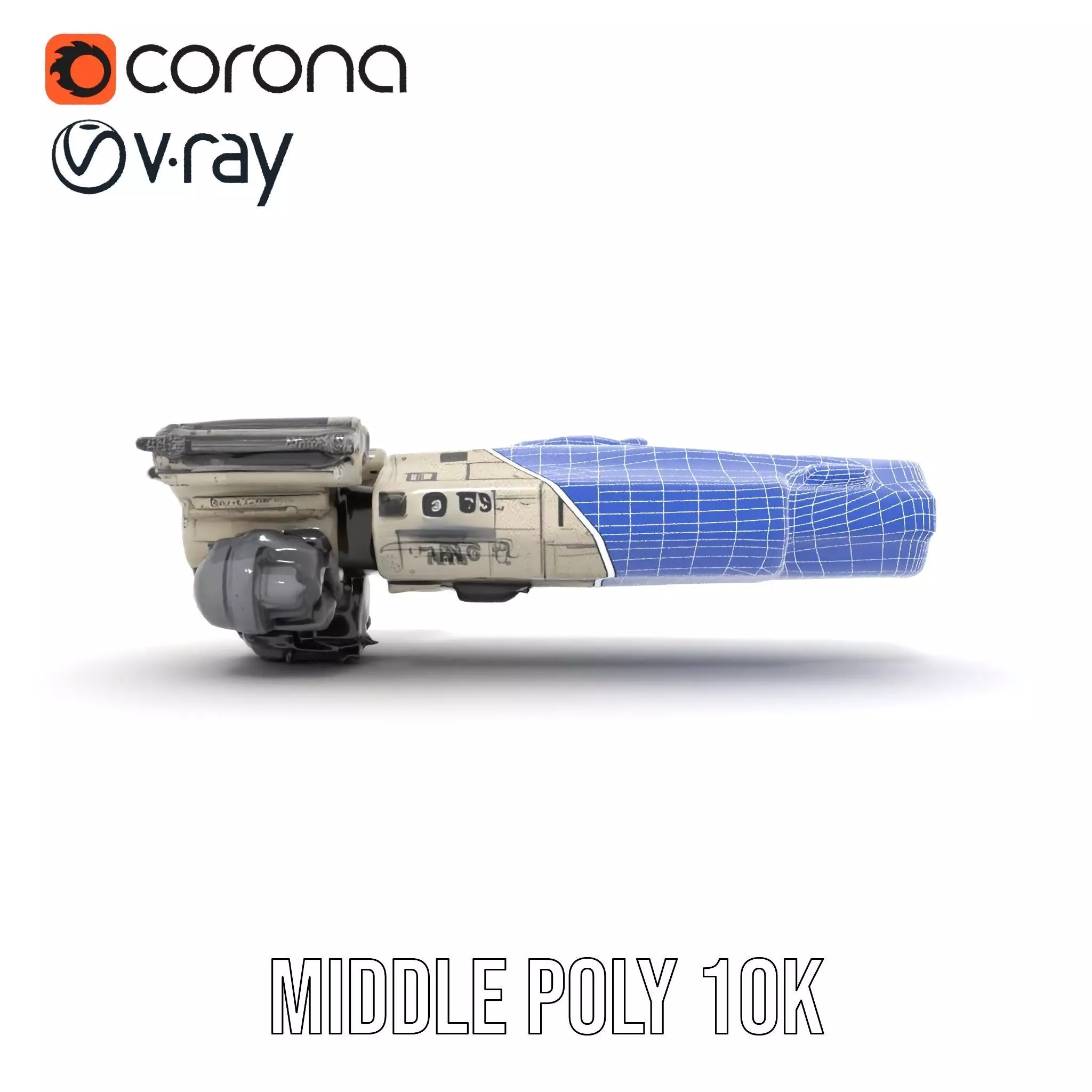 Futuristic White Cruiser model pack Low-poly 3D model_29