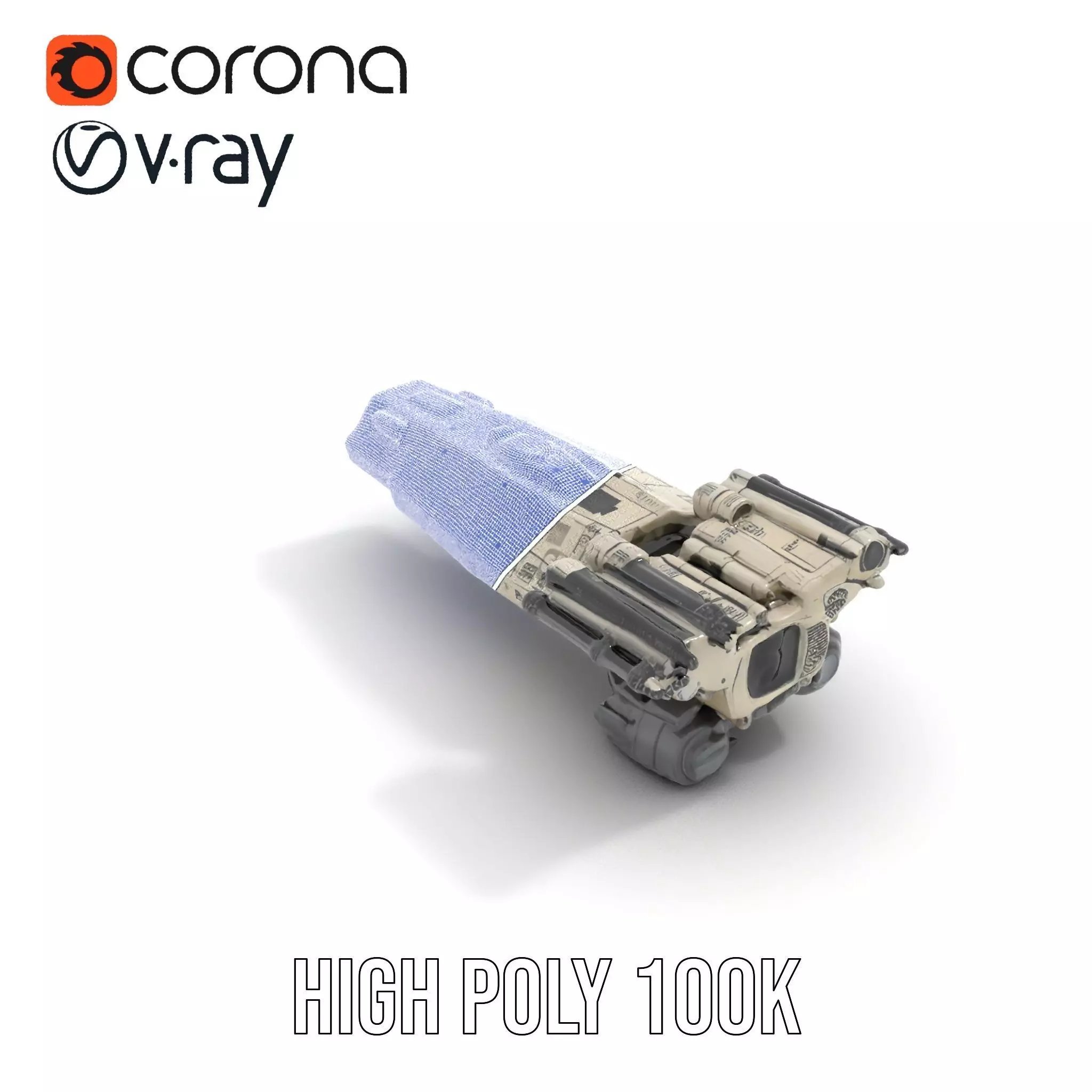 Futuristic White Cruiser model pack Low-poly 3D model_23