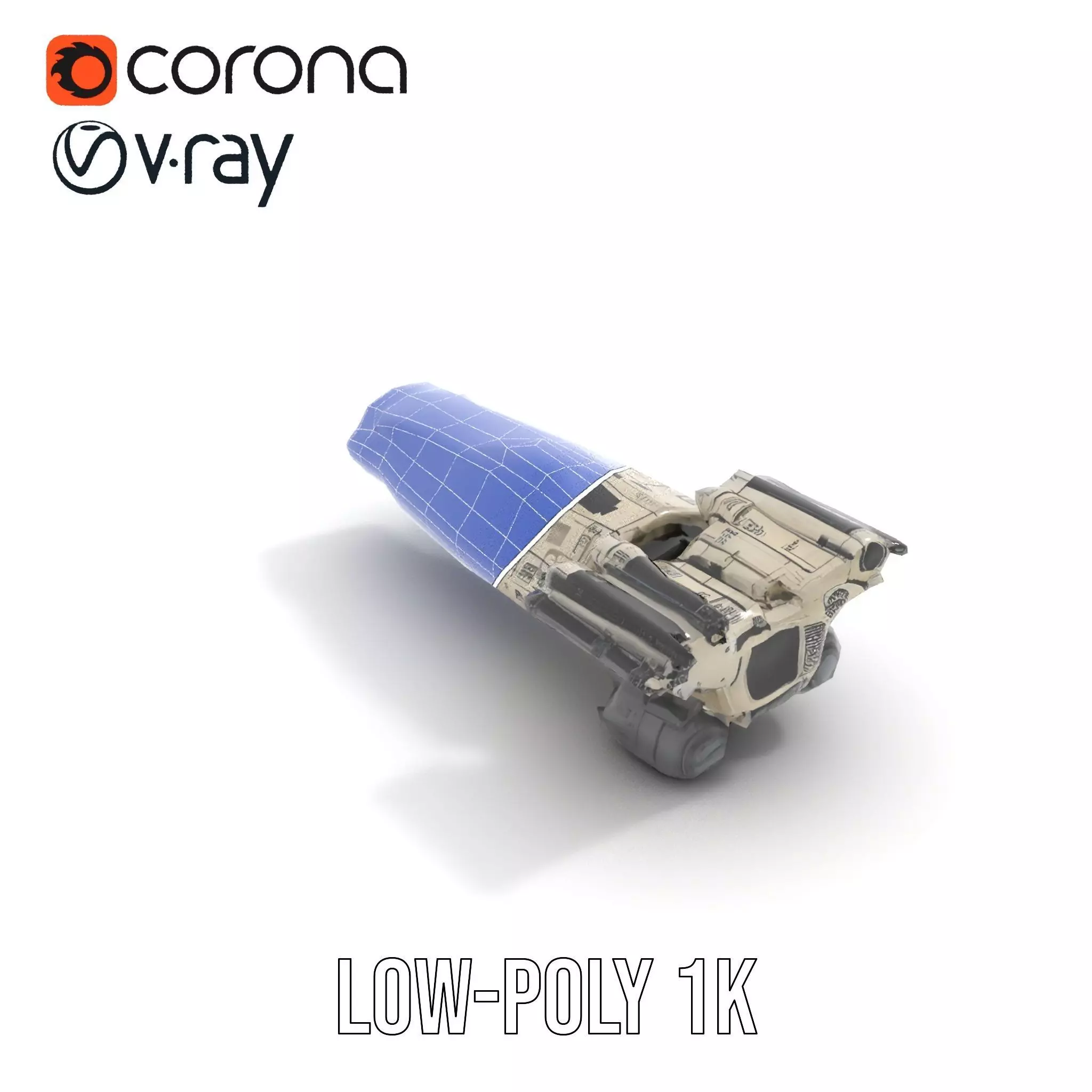 Futuristic White Cruiser model pack Low-poly 3D model_12