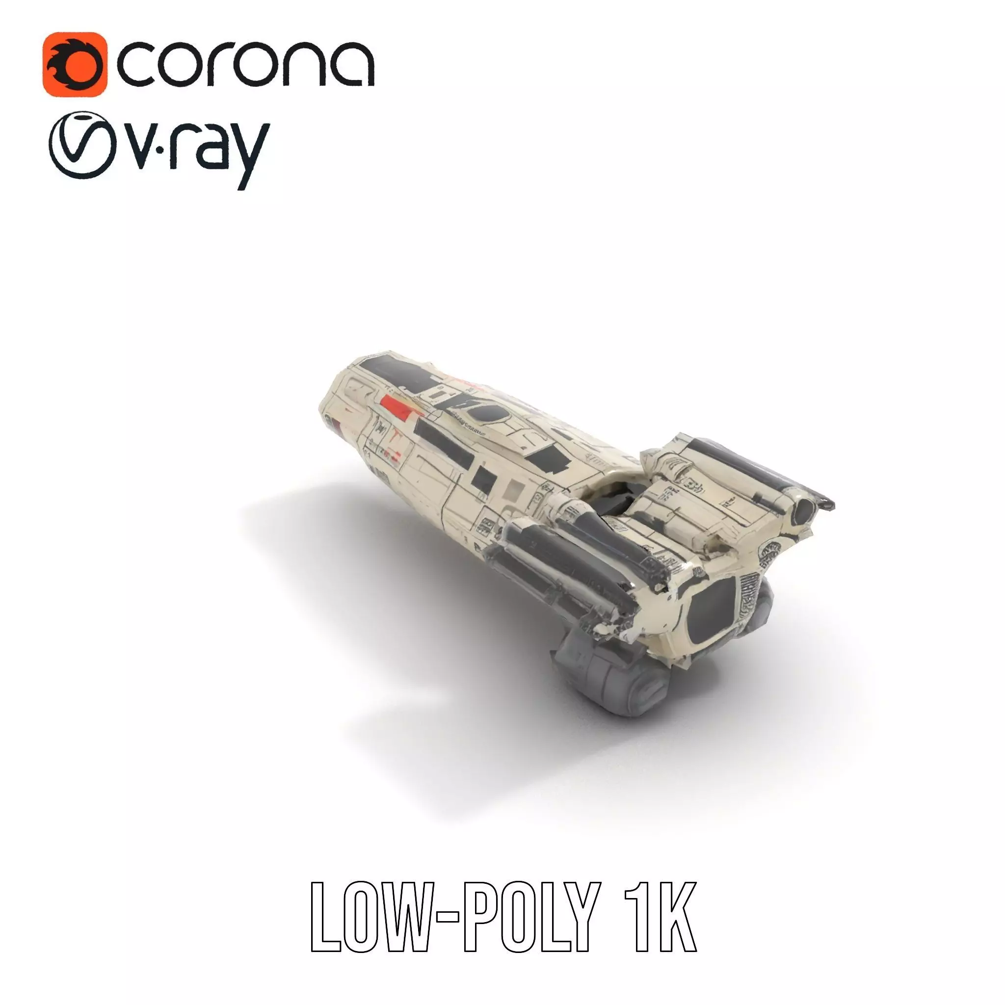 Futuristic White Cruiser model pack Low-poly 3D model_22