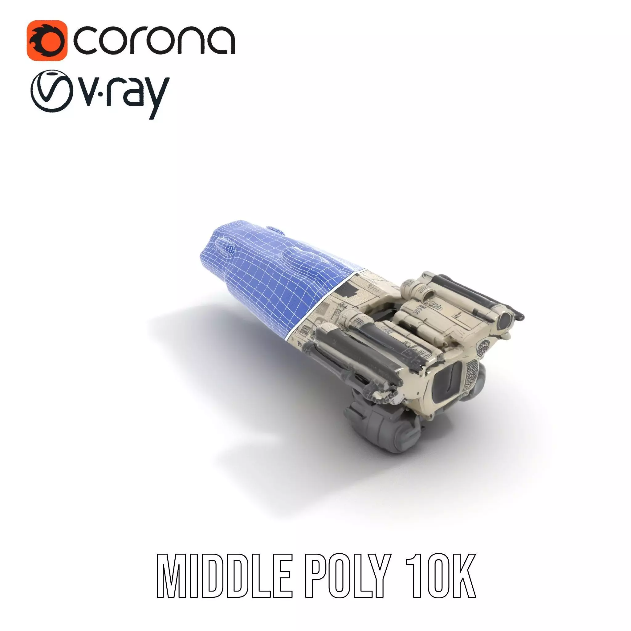 Futuristic White Cruiser model pack Low-poly 3D model_11