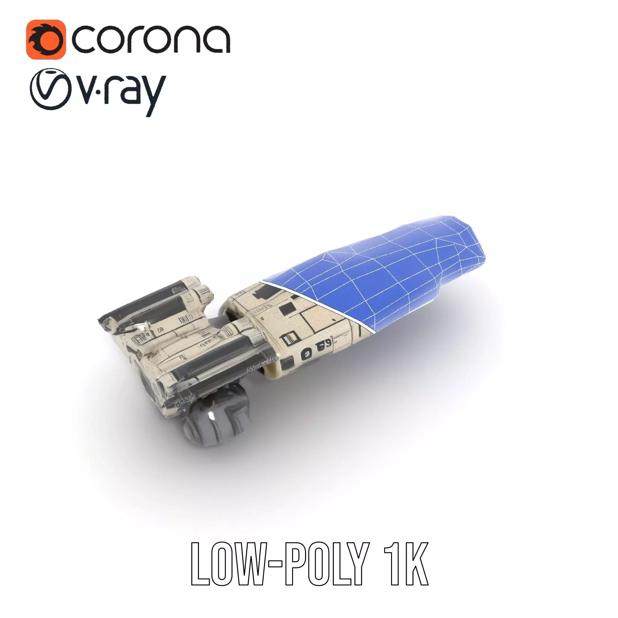 Futuristic White Cruiser model pack Low-poly 3D model_27