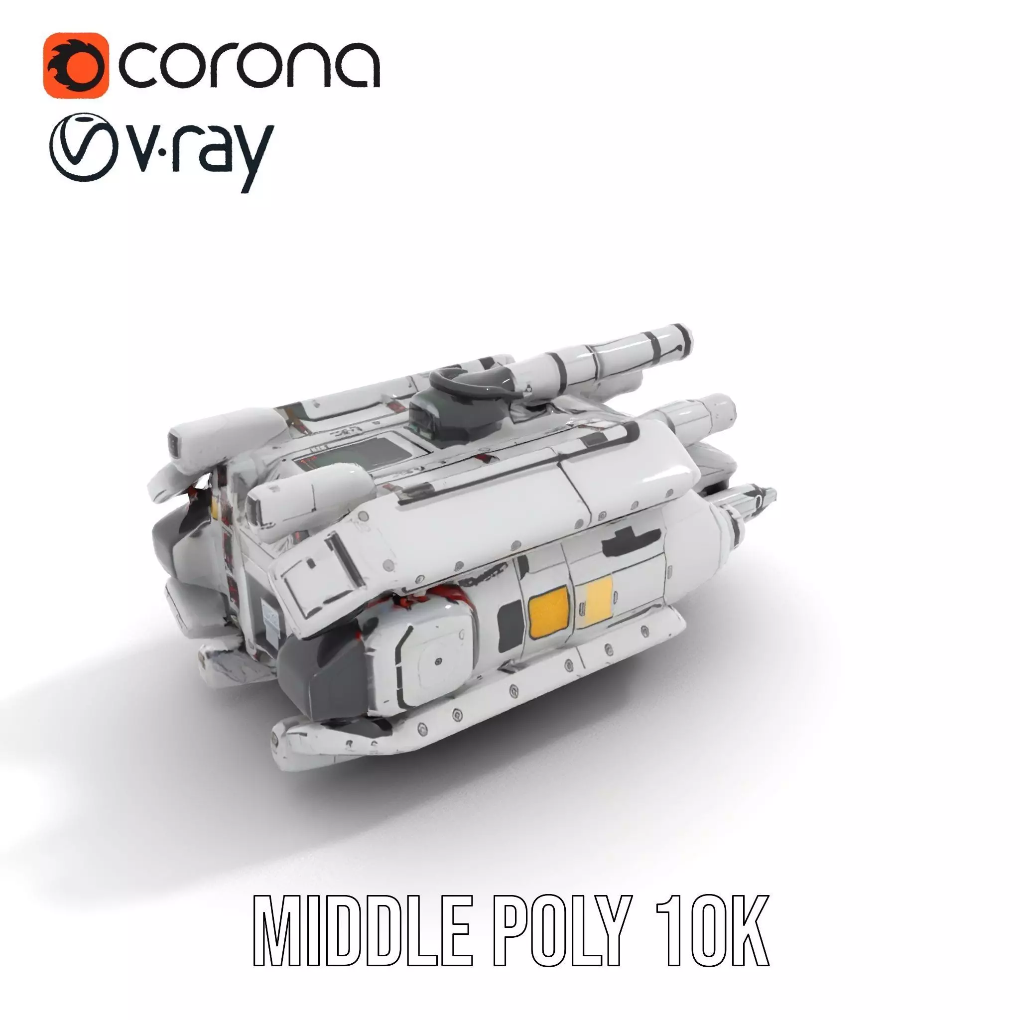 Sleek White Spaceship model pack Low-poly 3D model_15