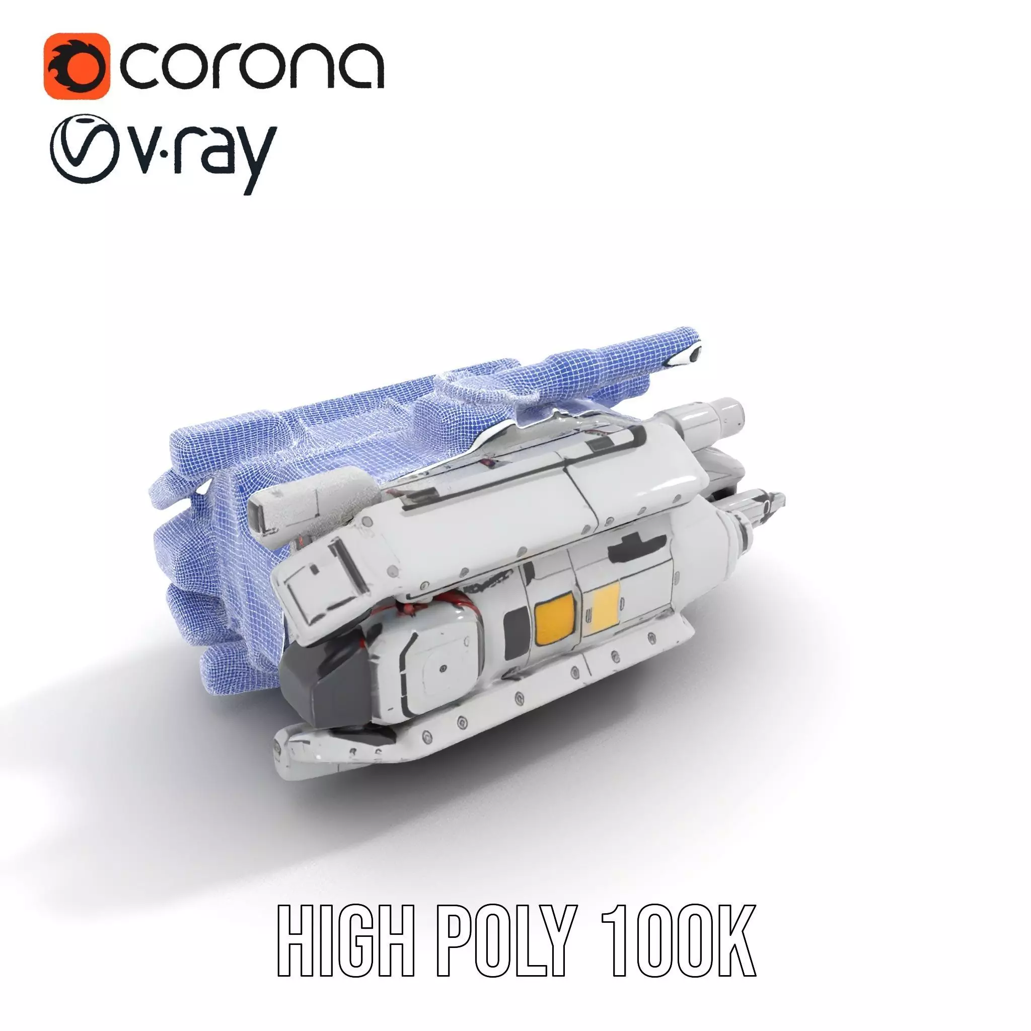 Sleek White Spaceship model pack Low-poly 3D model_23