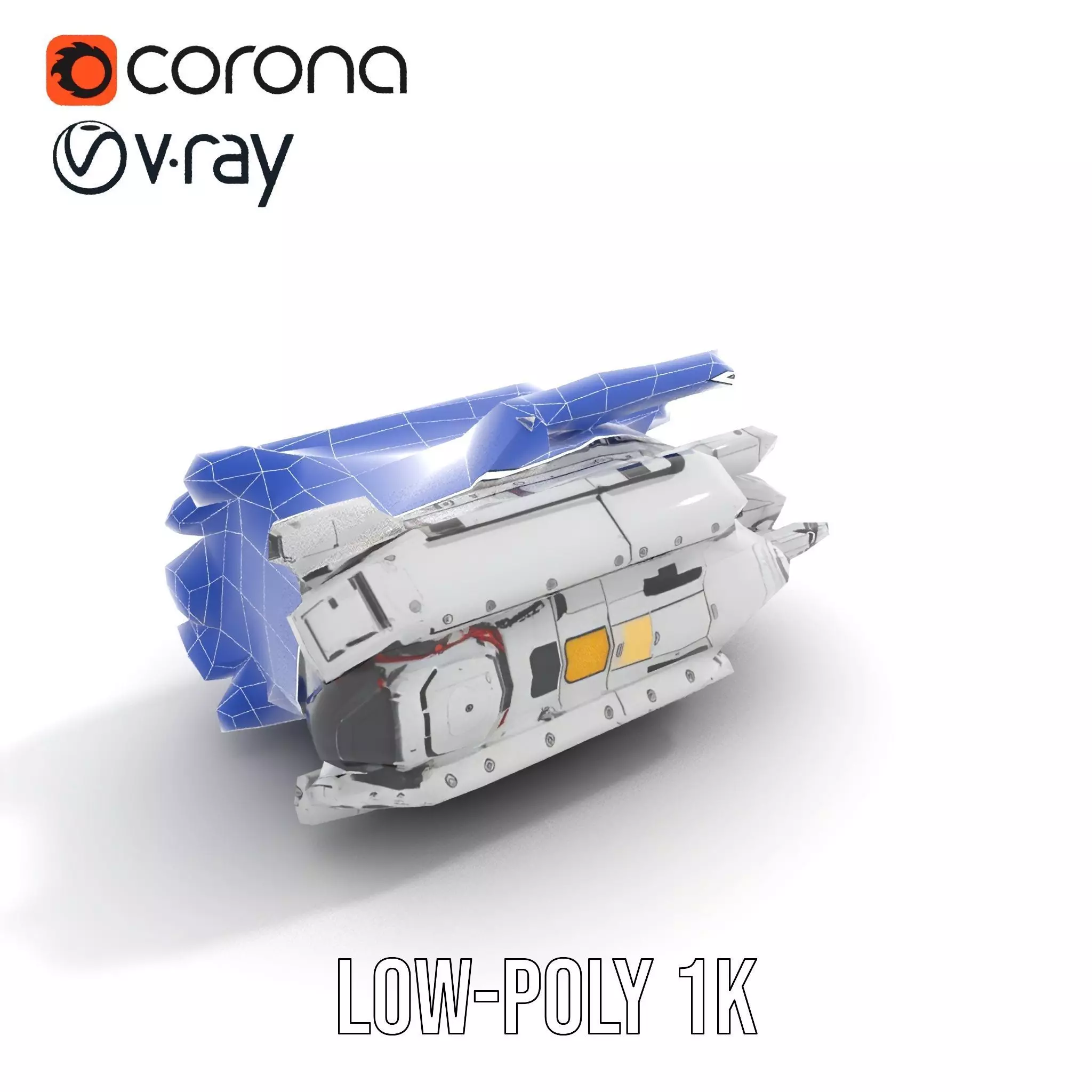 Sleek White Spaceship model pack Low-poly 3D model_28