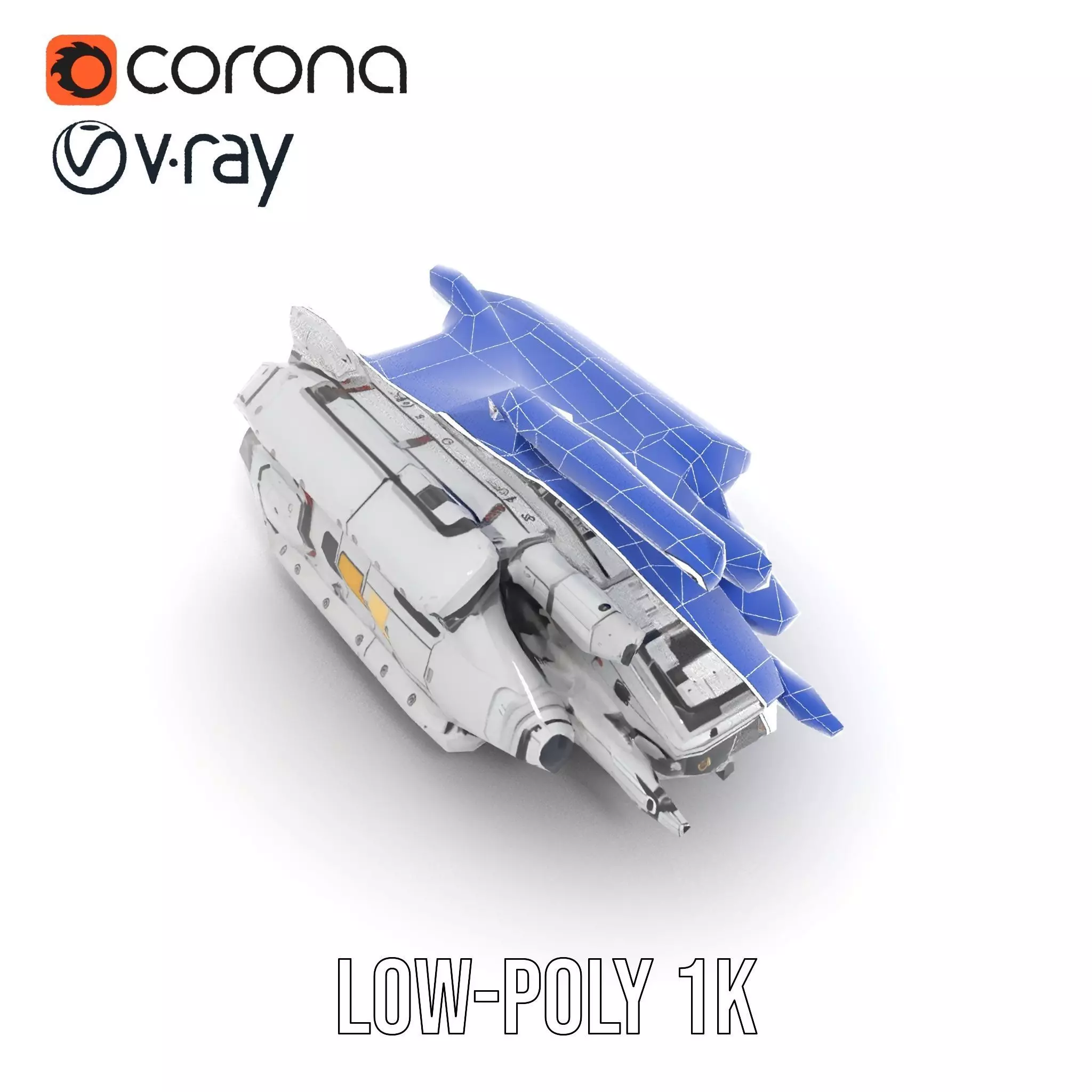 Sleek White Spaceship model pack Low-poly 3D model_19