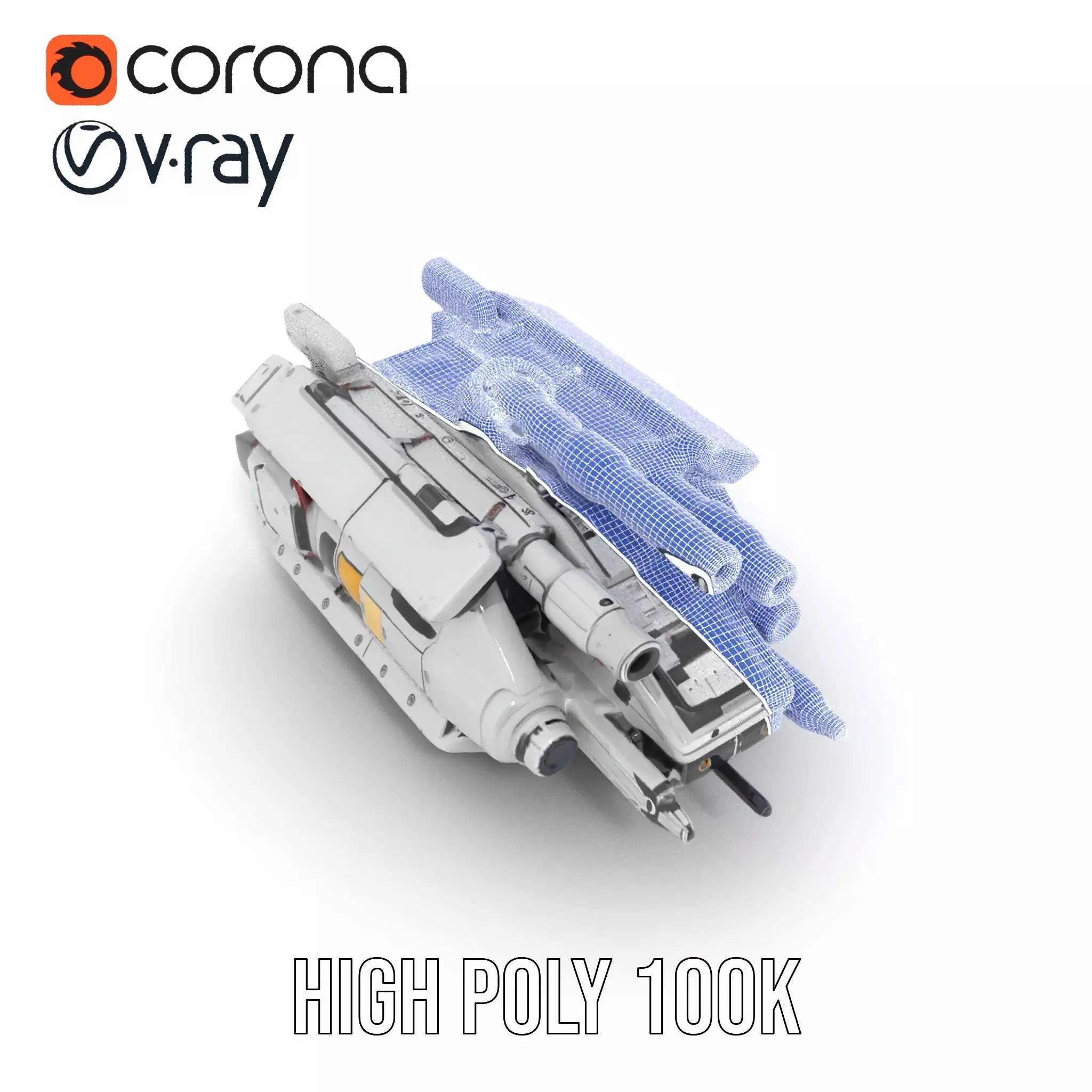 Sleek White Spaceship model pack Low-poly 3D model_26