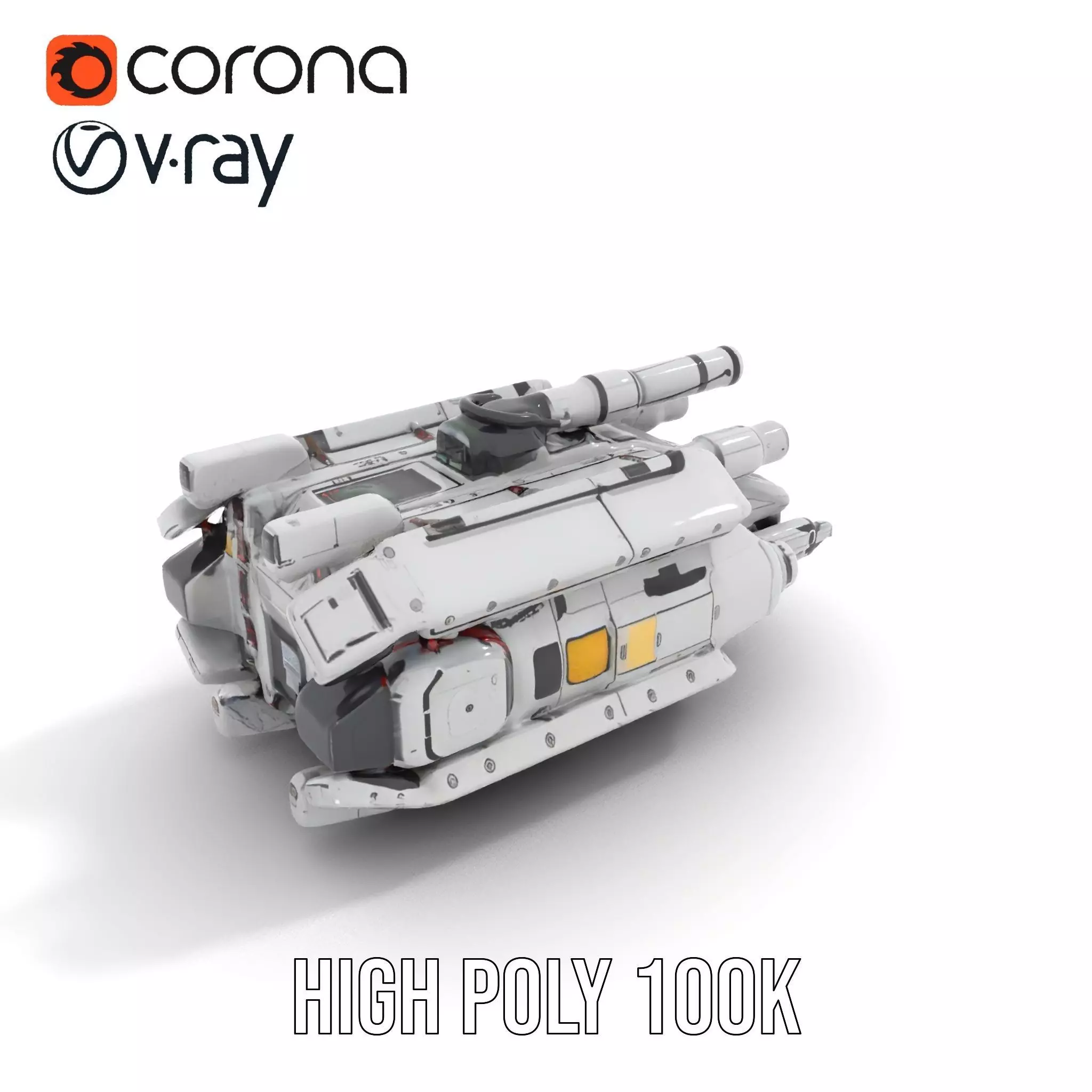 Sleek White Spaceship model pack Low-poly 3D model_17