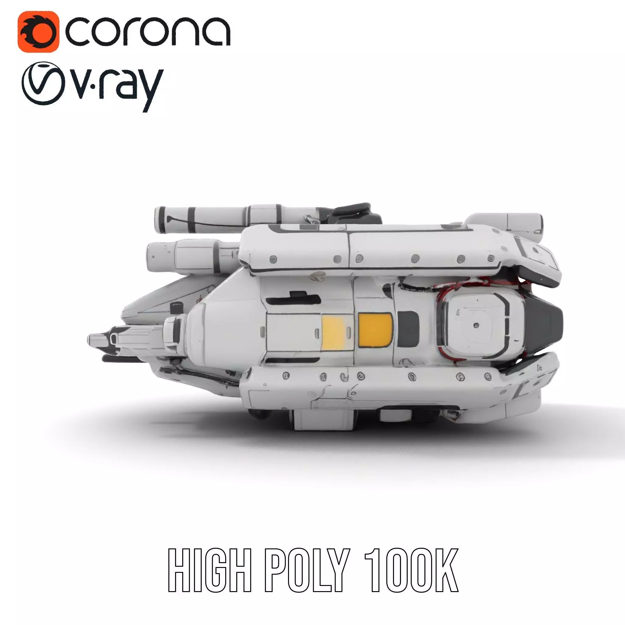 Sleek White Spaceship model pack Low-poly 3D model_29