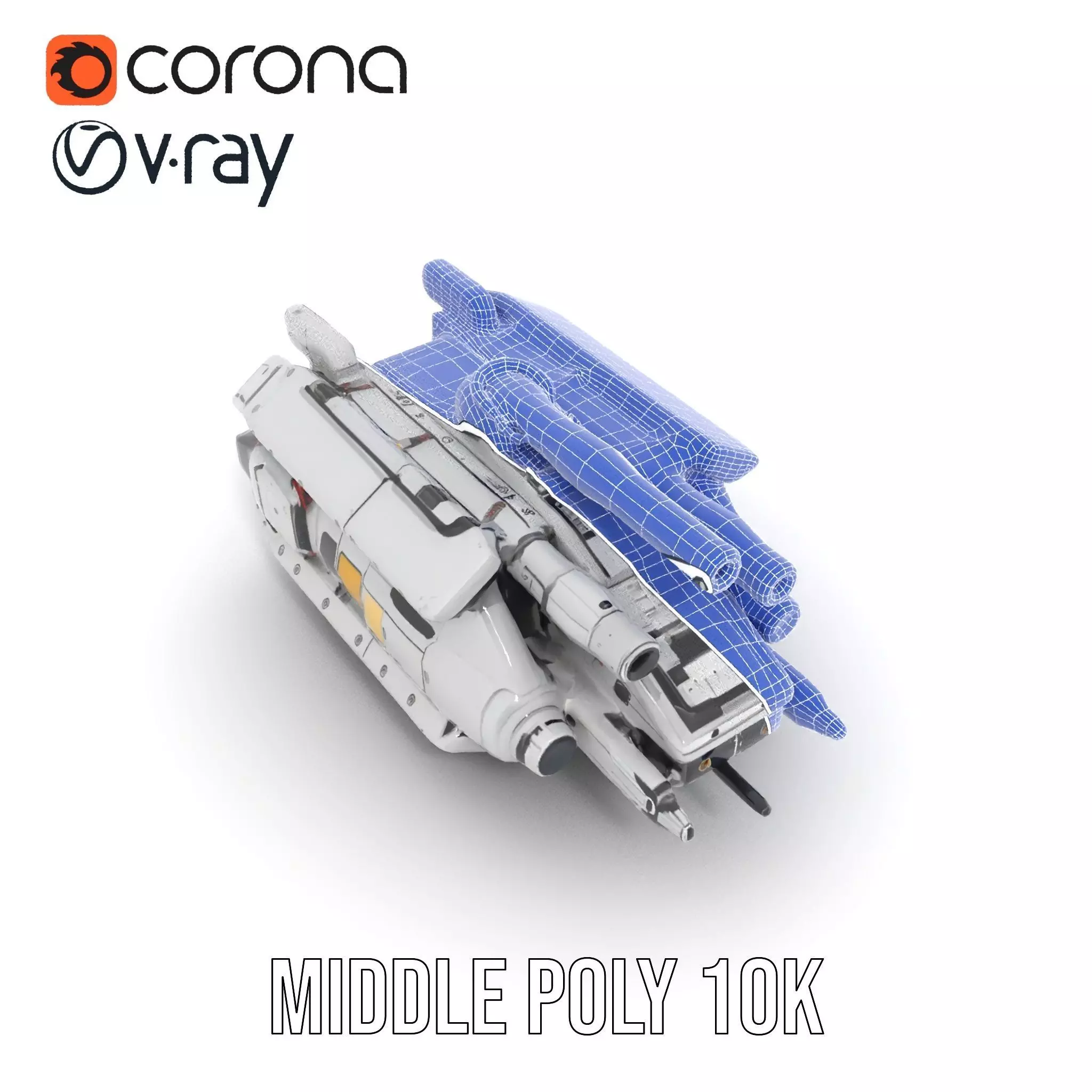Sleek White Spaceship model pack Low-poly 3D model_18