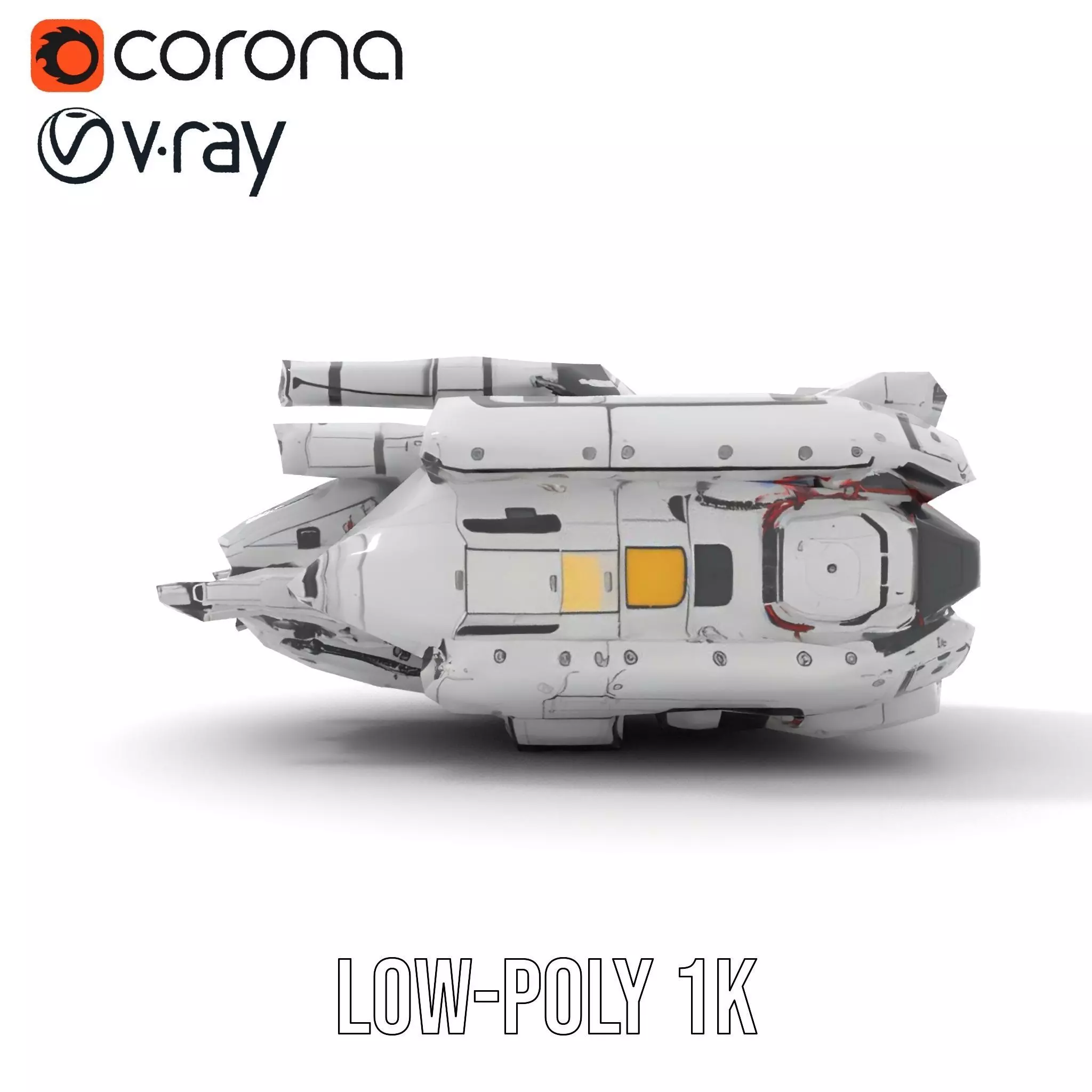 Sleek White Spaceship model pack Low-poly 3D model_16