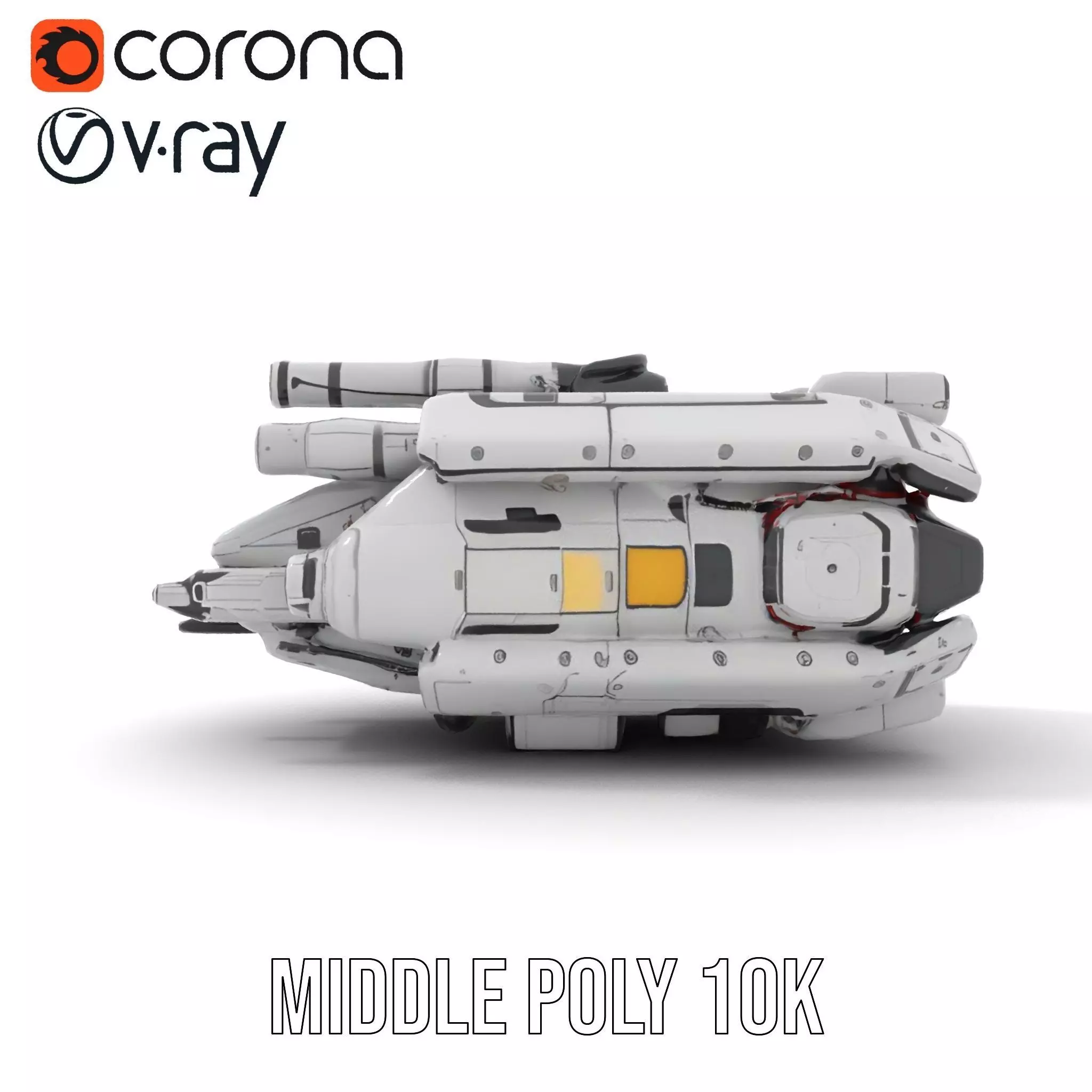Sleek White Spaceship model pack Low-poly 3D model_21