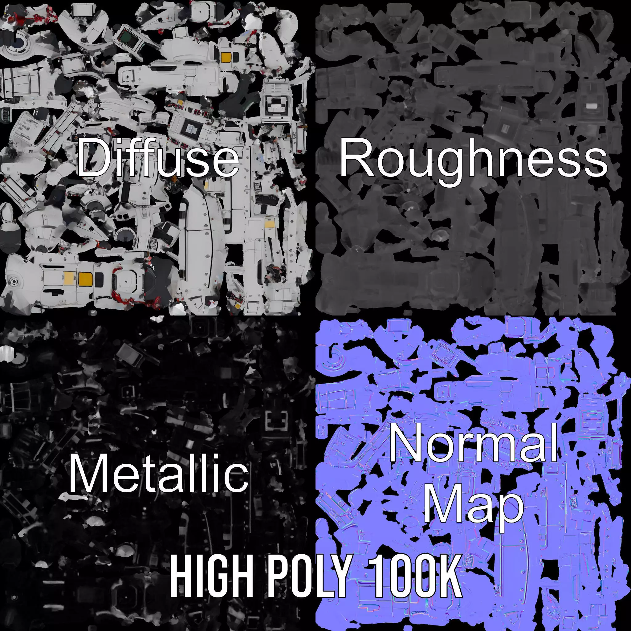 Sleek White Spaceship model pack Low-poly 3D model_3