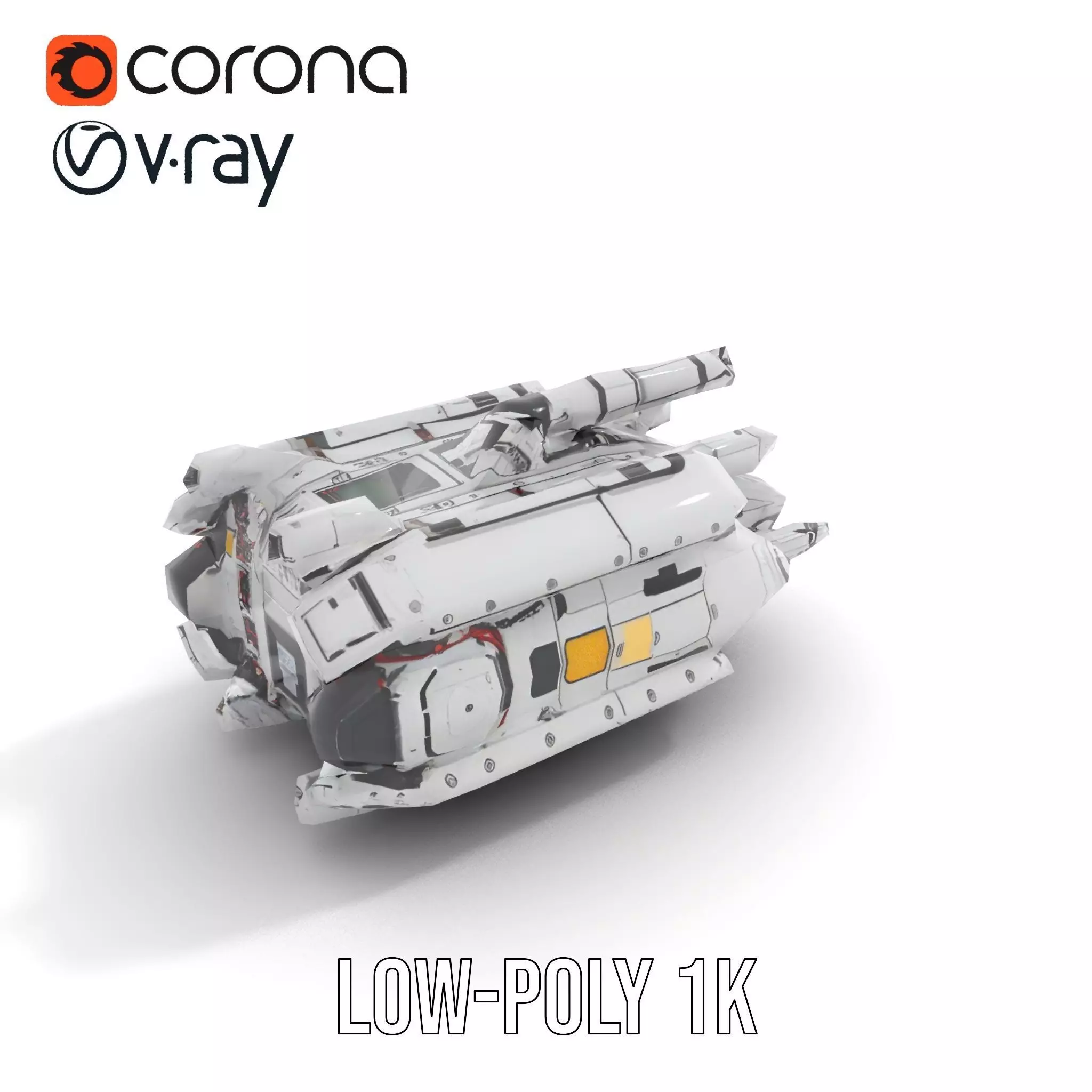 Sleek White Spaceship model pack Low-poly 3D model_25