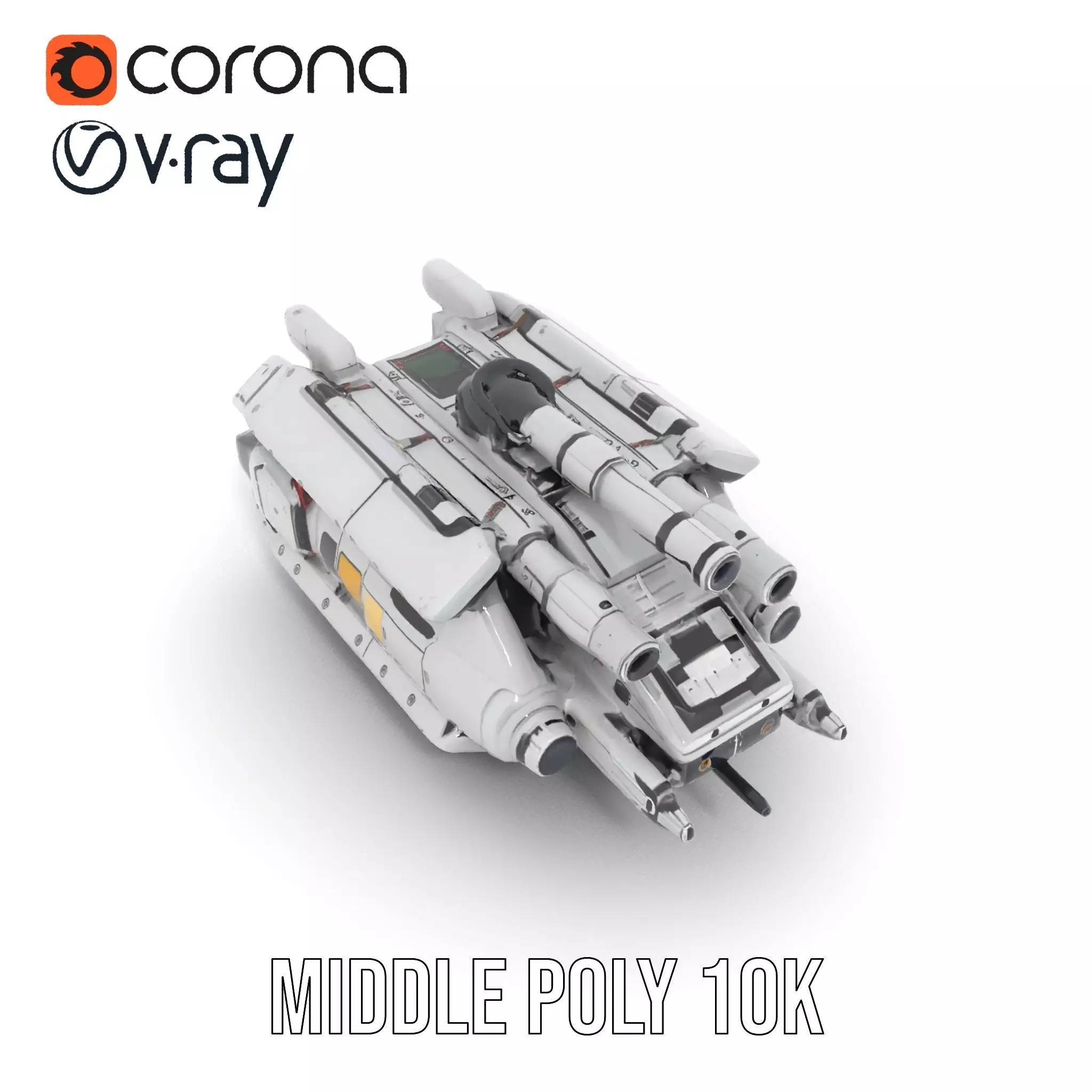 Sleek White Spaceship model pack Low-poly 3D model_5