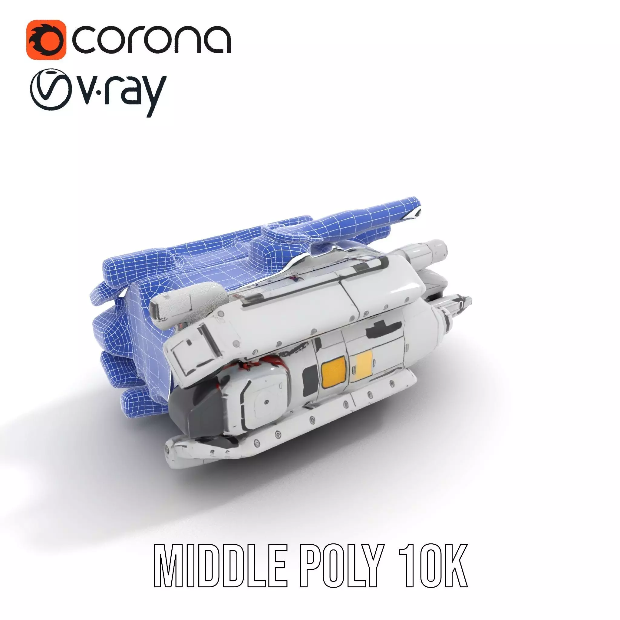 Sleek White Spaceship model pack Low-poly 3D model_11