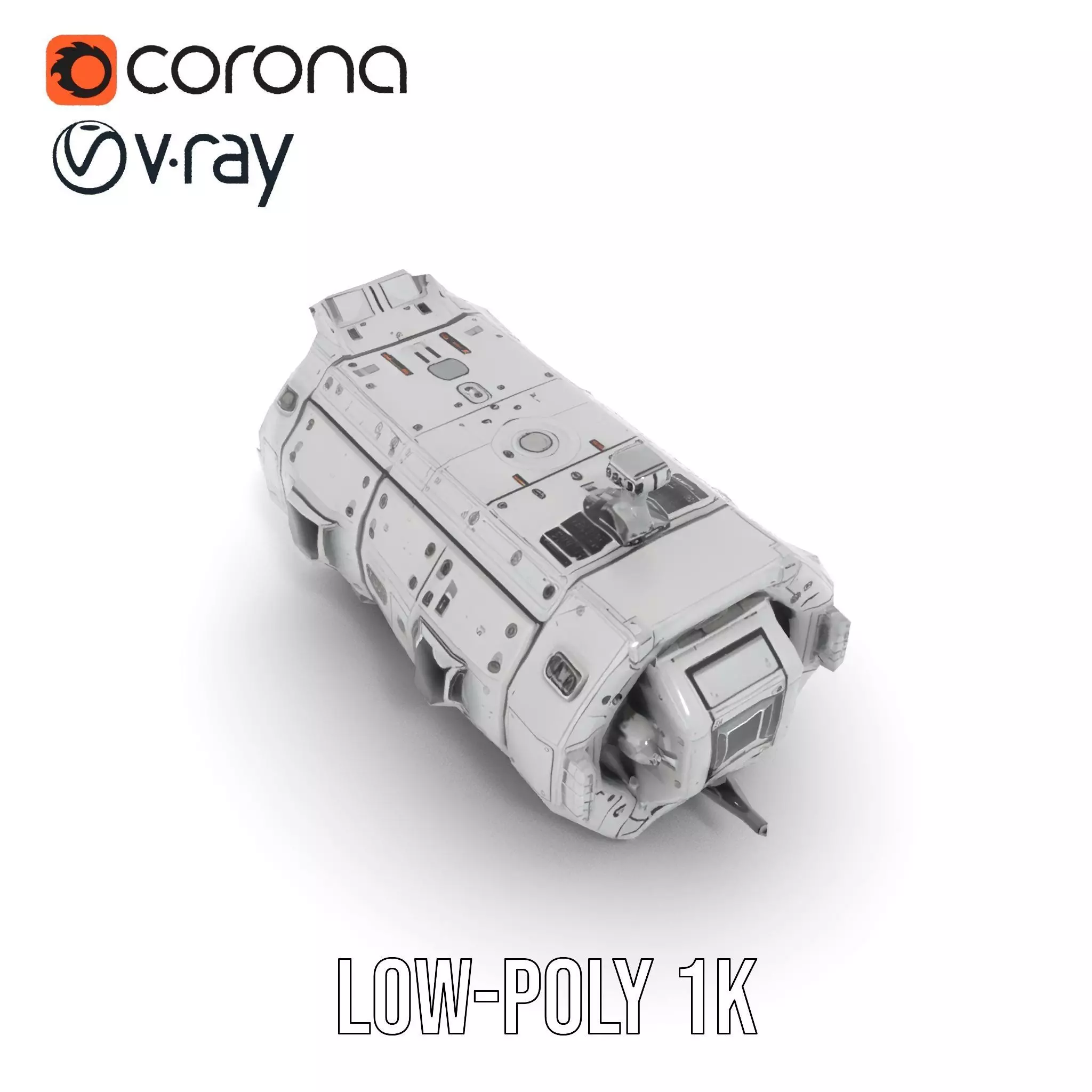 Futuristic Cargo Ship model pack Low-poly 3D model_12