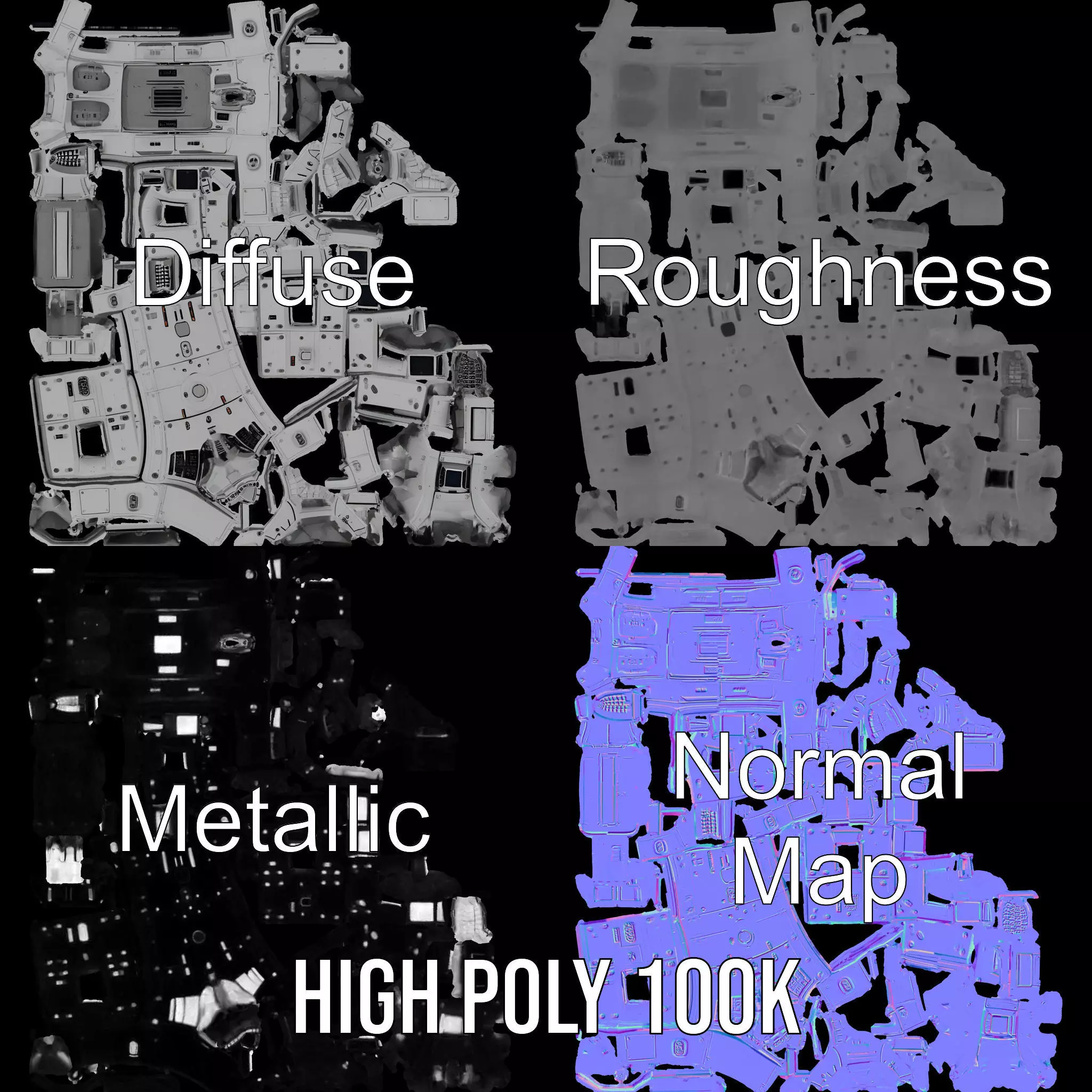 Futuristic Cargo Ship model pack Low-poly 3D model_3