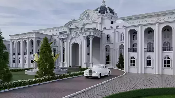 Classical Architecture with Pegasus Statue 3D model