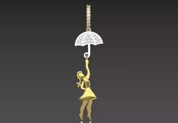 Umbrella Girl Jewelry stl 3dm  Pendant jp0312