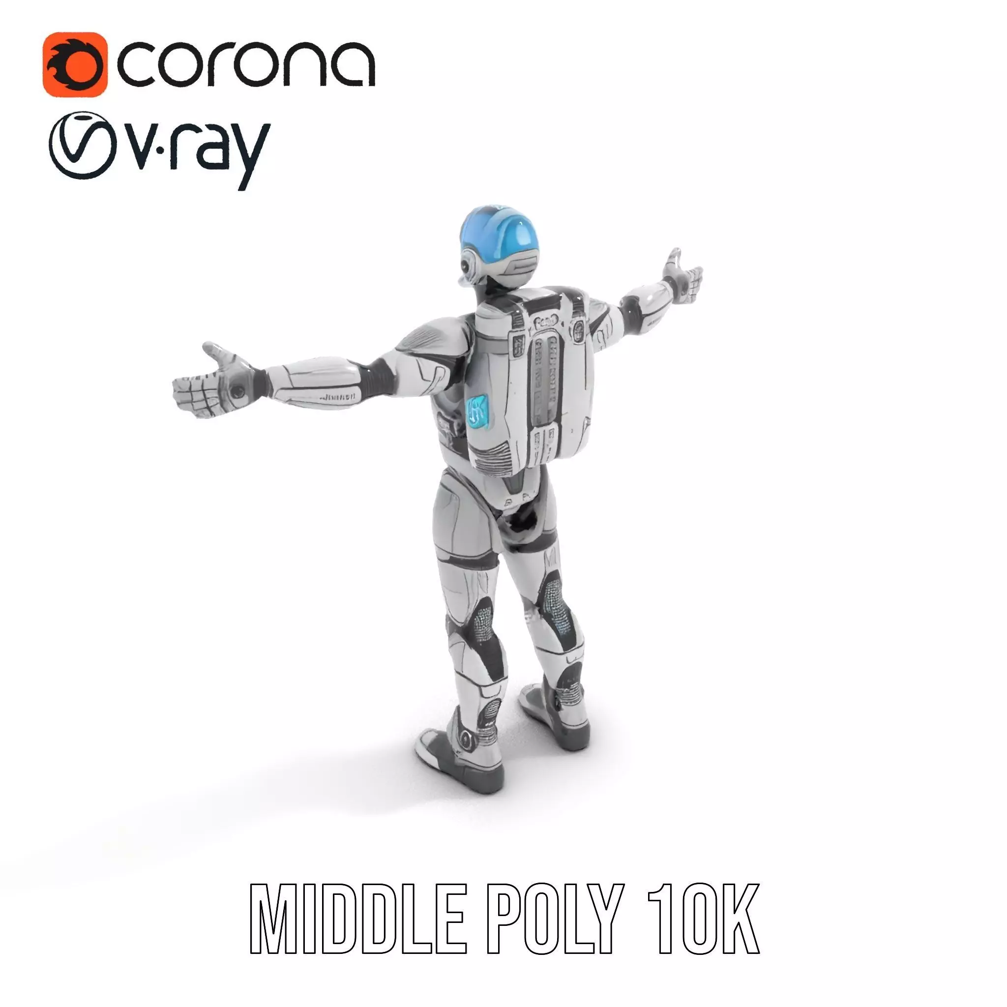 Silver Cybersuit model pack Low-poly 3D model_6