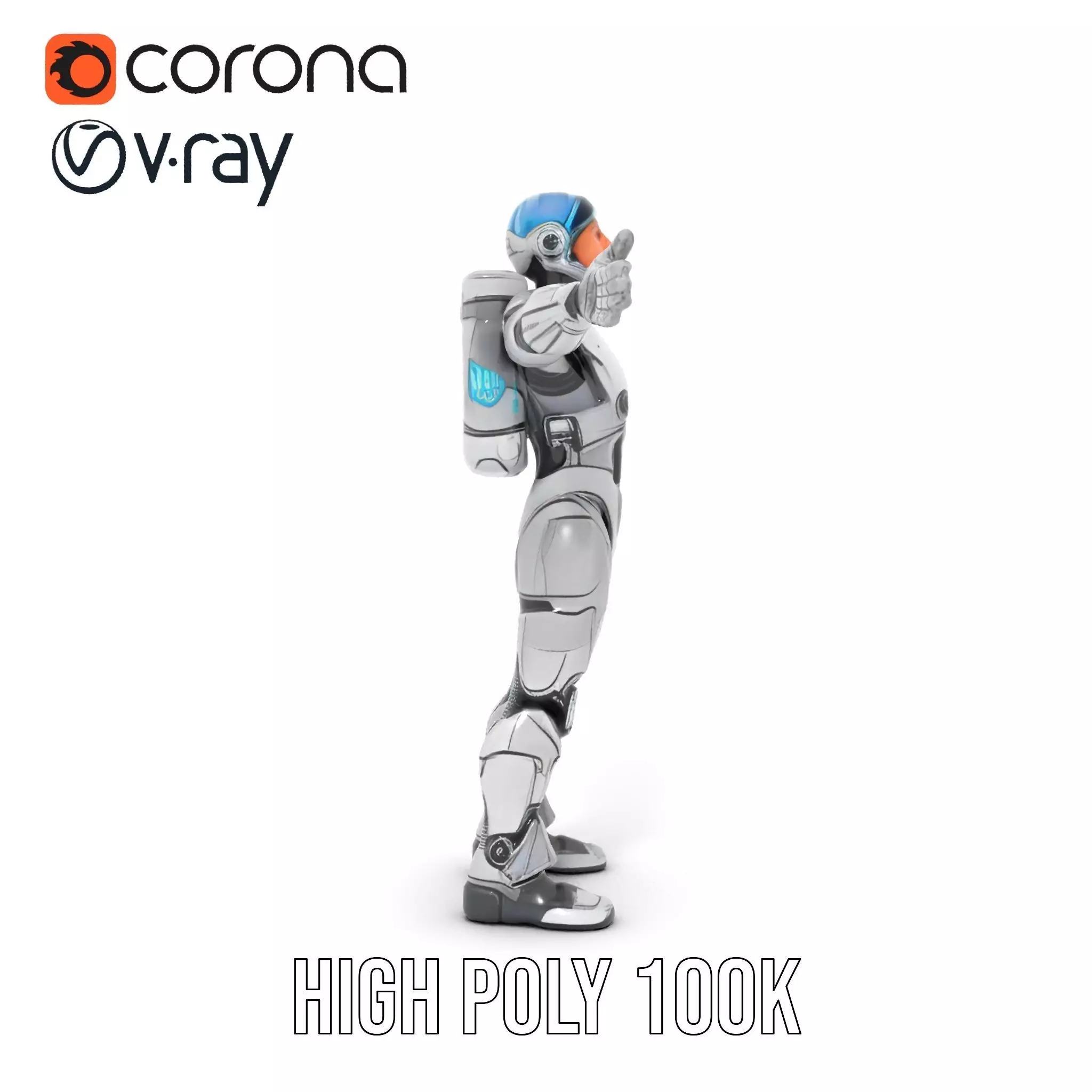 Silver Cybersuit model pack Low-poly 3D model_15