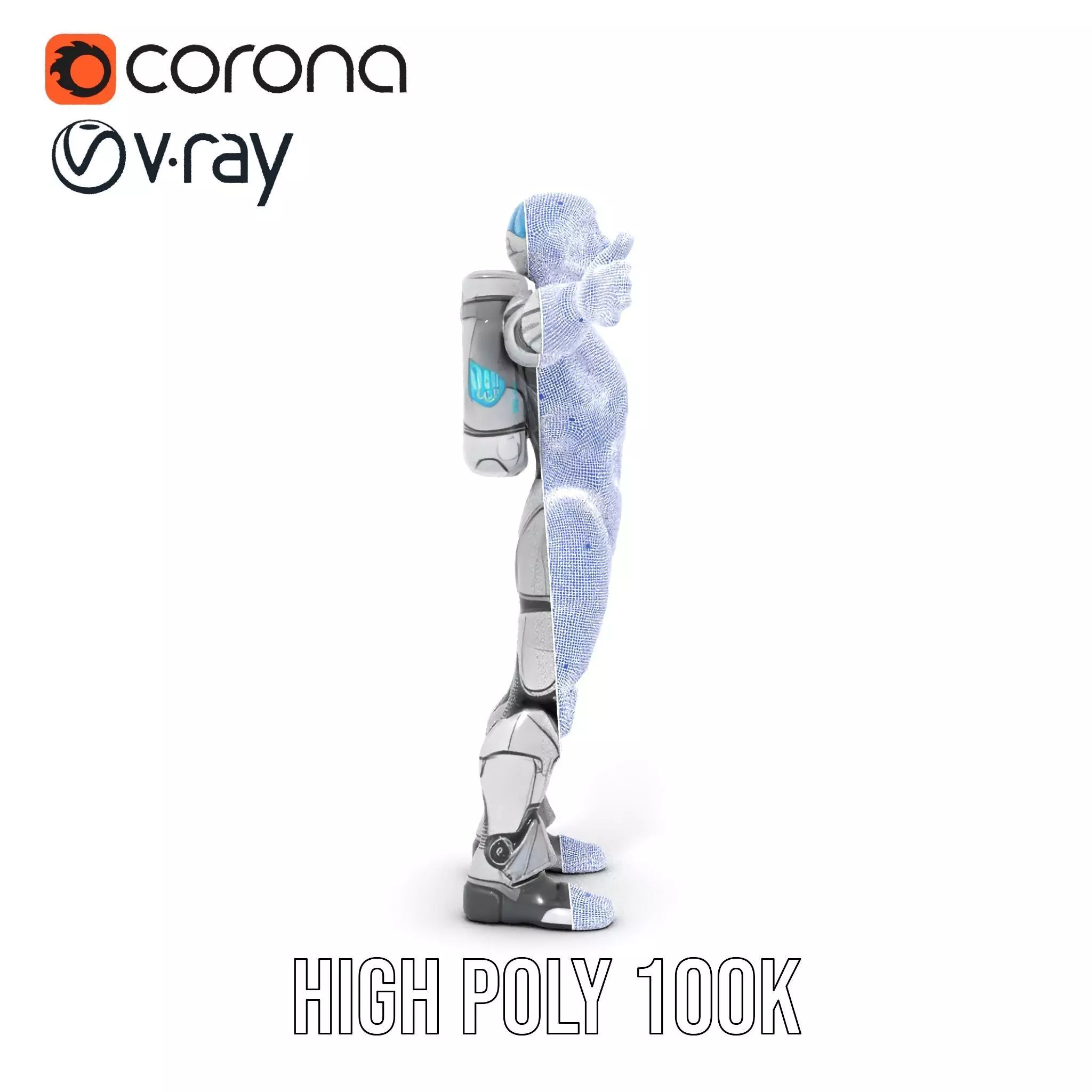 Silver Cybersuit model pack Low-poly 3D model_32