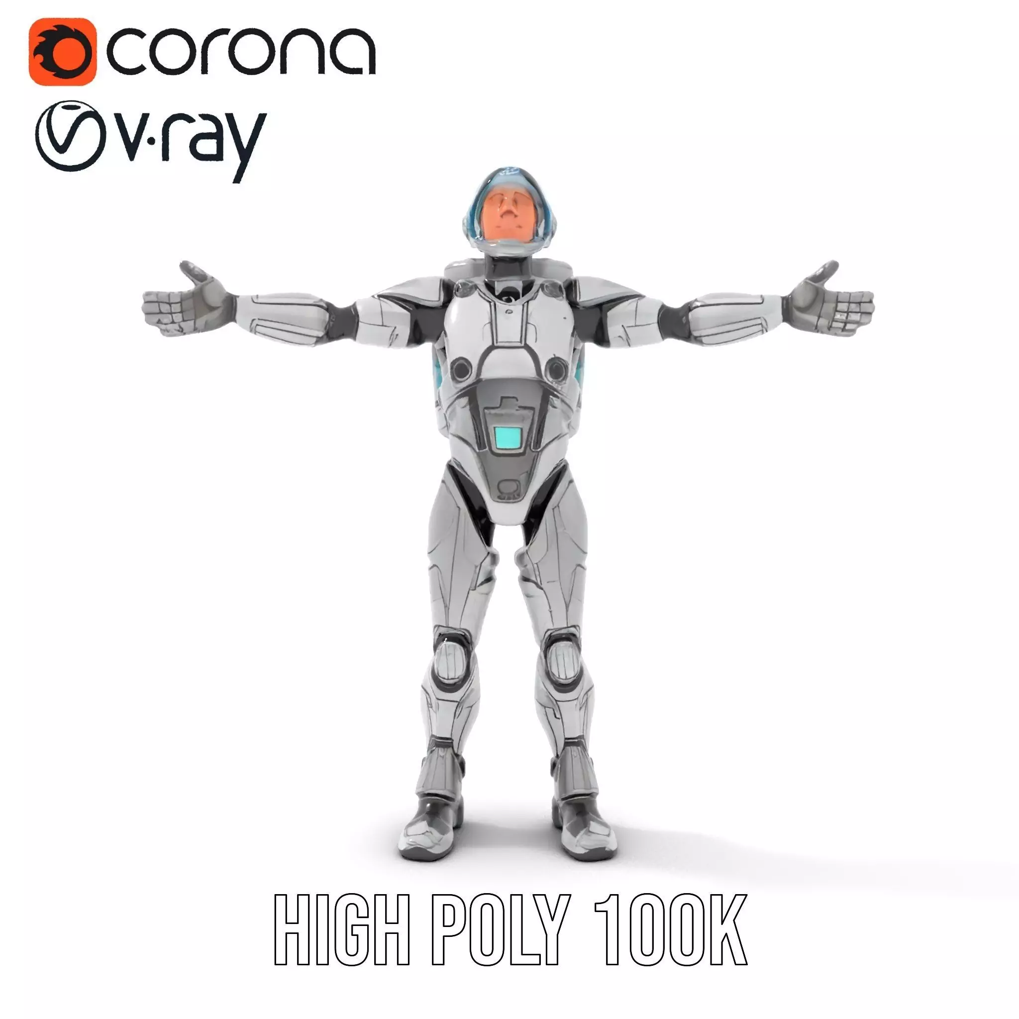 Silver Cybersuit model pack Low-poly 3D model_23