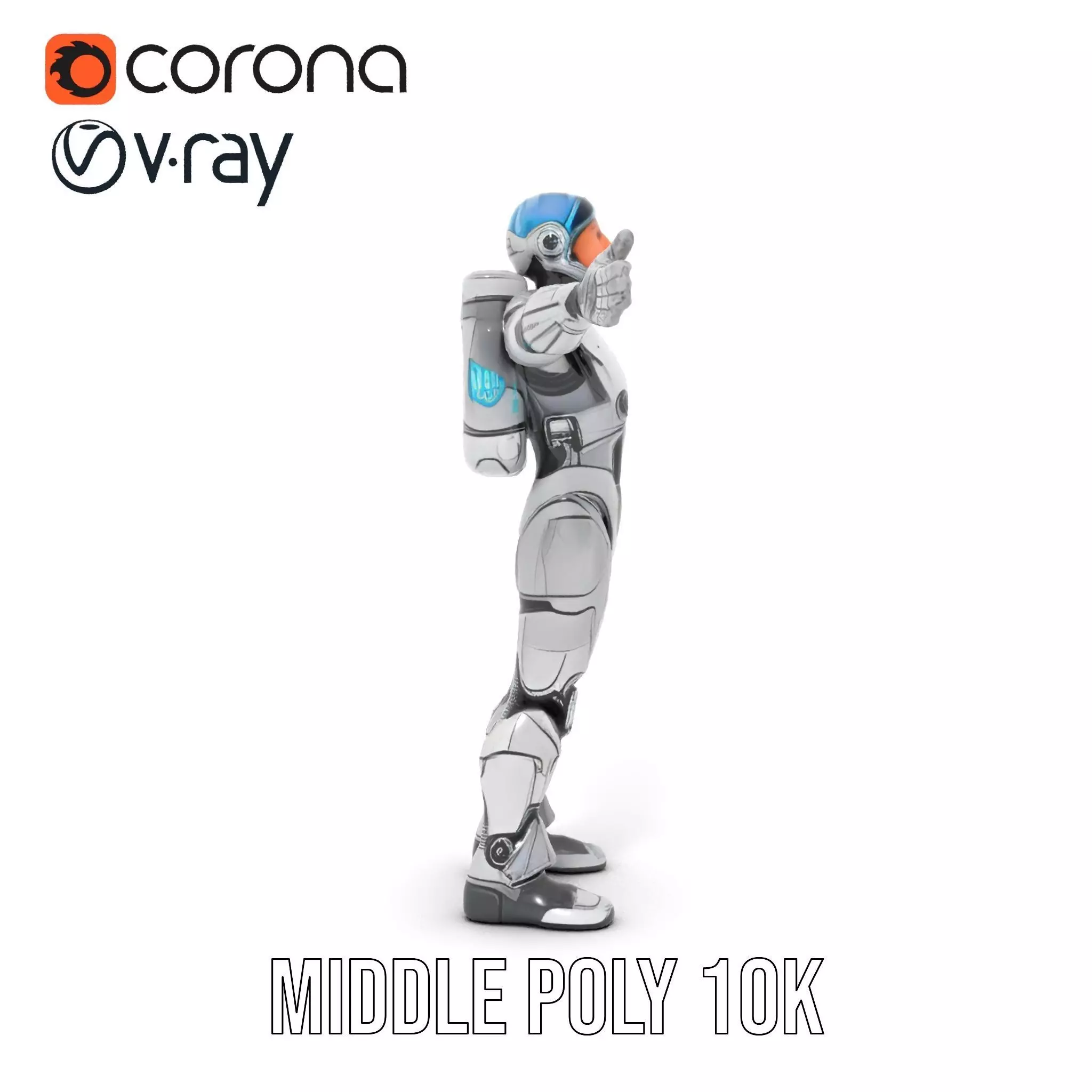 Silver Cybersuit model pack Low-poly 3D model_5