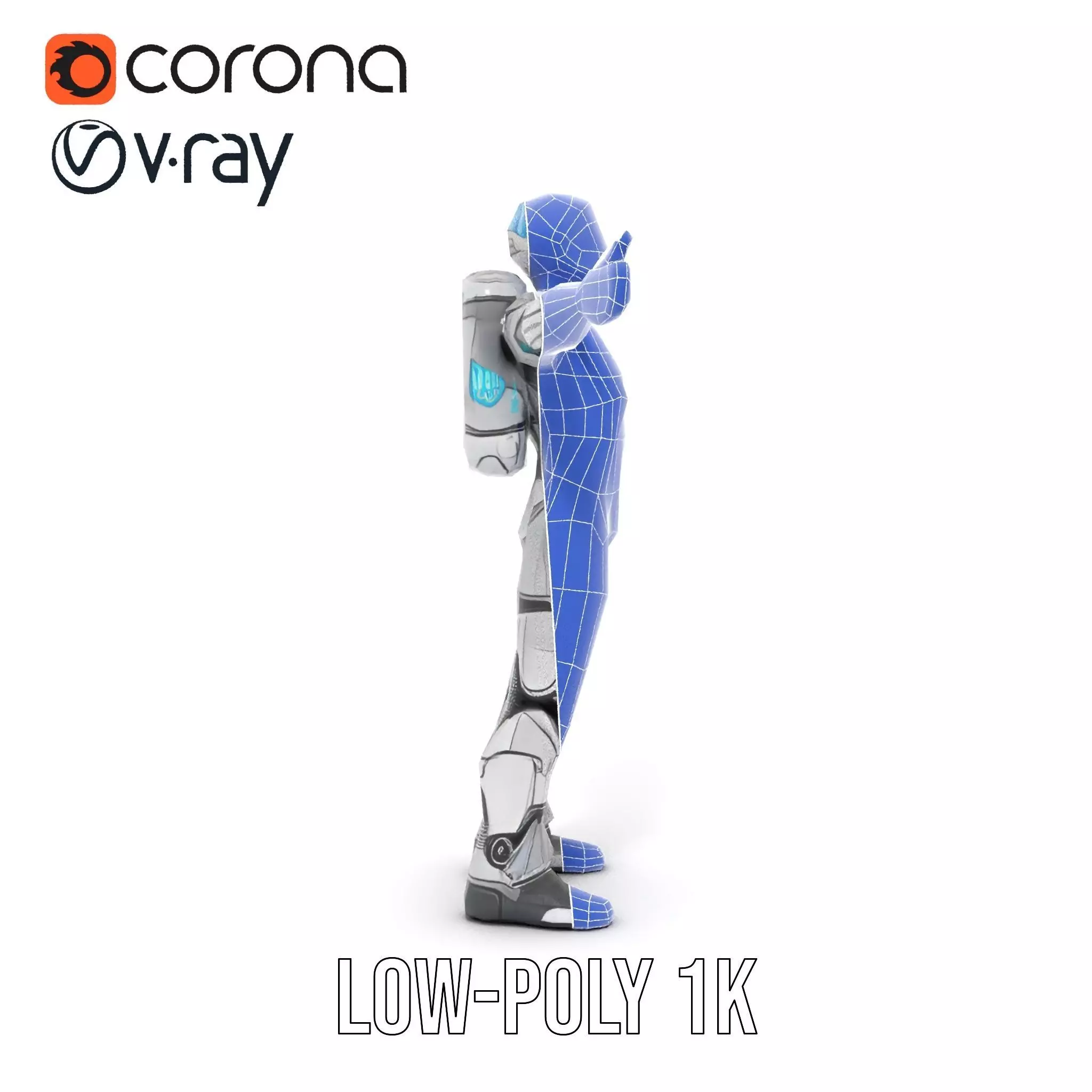 Silver Cybersuit model pack Low-poly 3D model_20