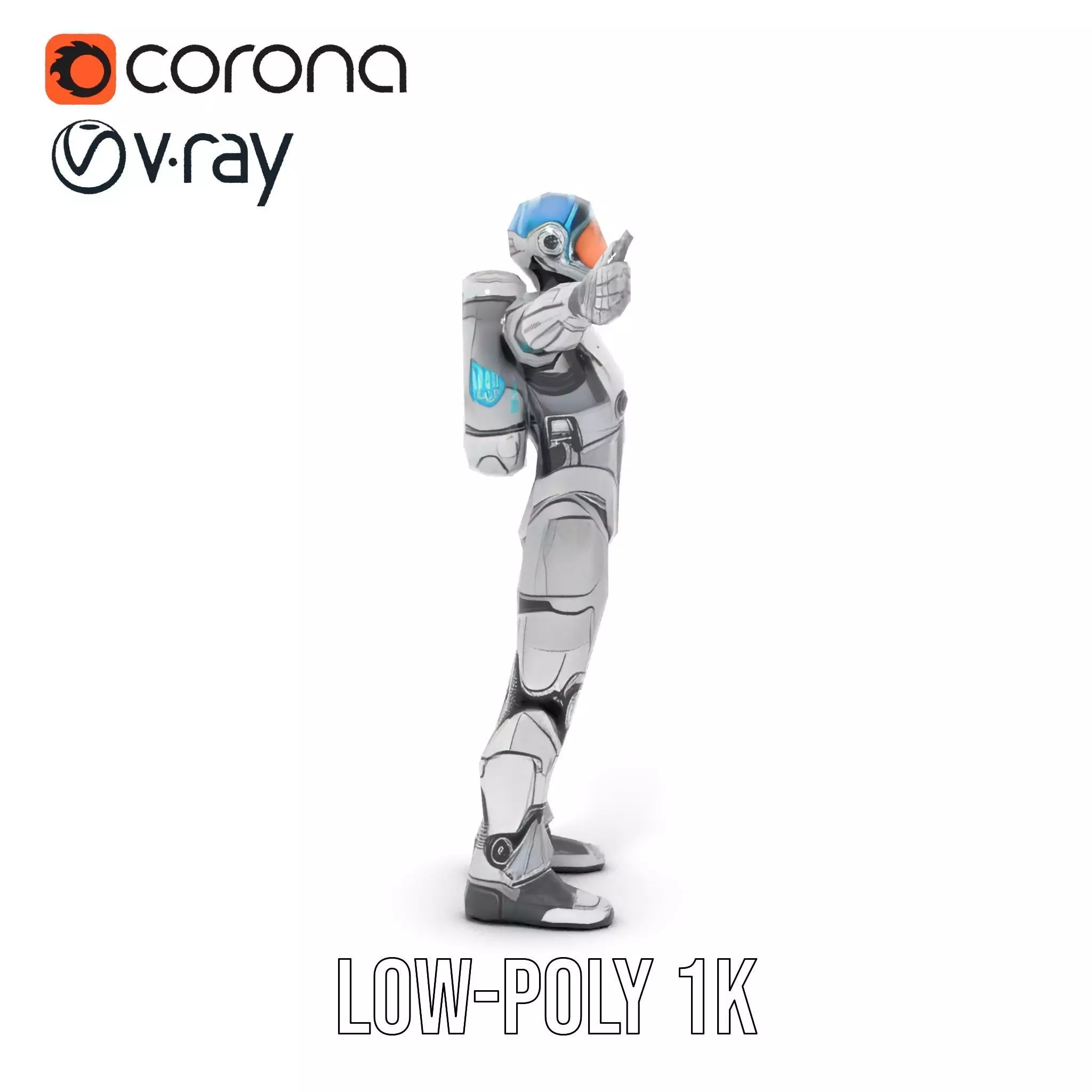 Silver Cybersuit model pack Low-poly 3D model_9